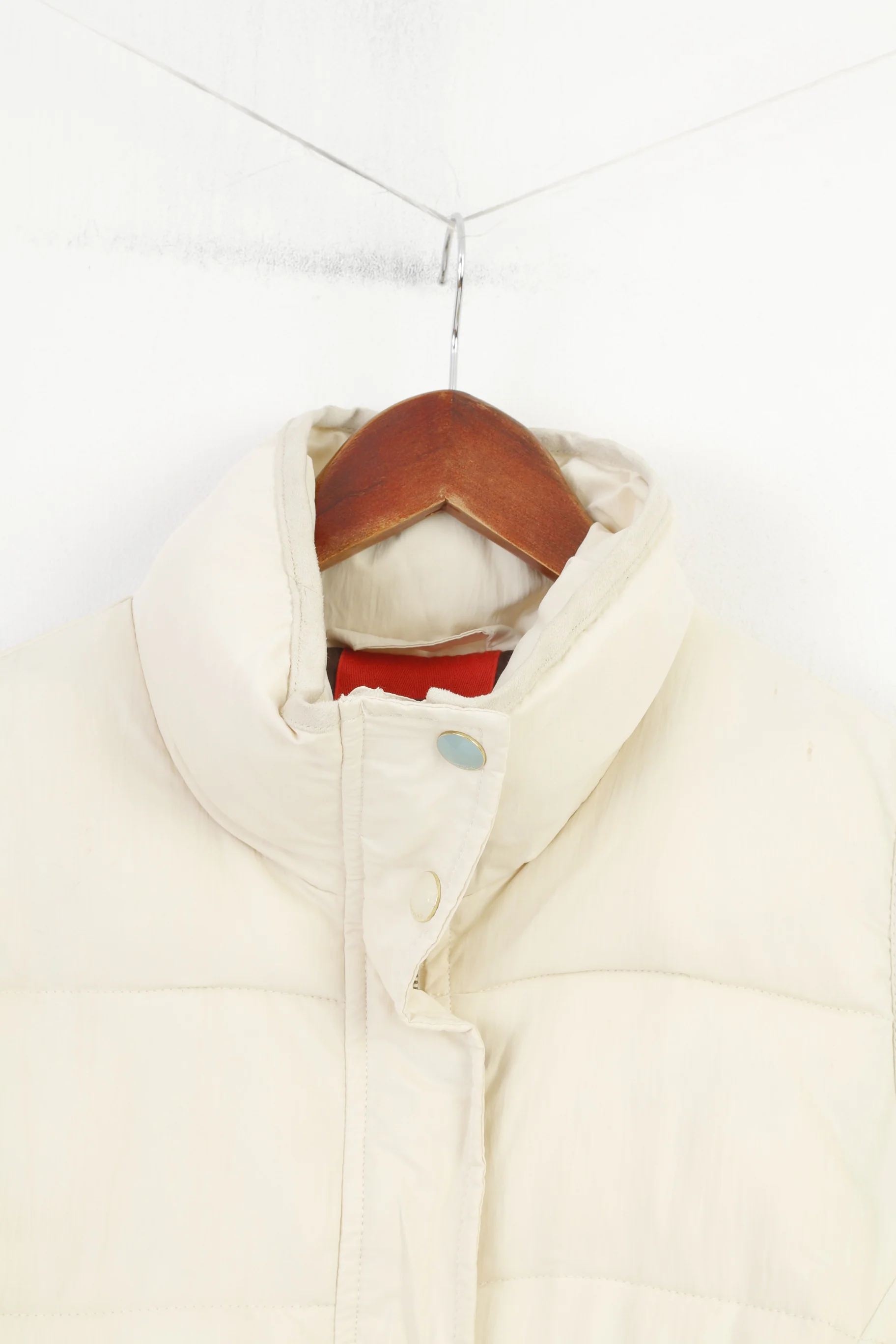 Tom Joule Women 16 XL Vest Cream Padded Belt Bodywarmer Padded Full Zipper Nylon Vintage Top - Image 2