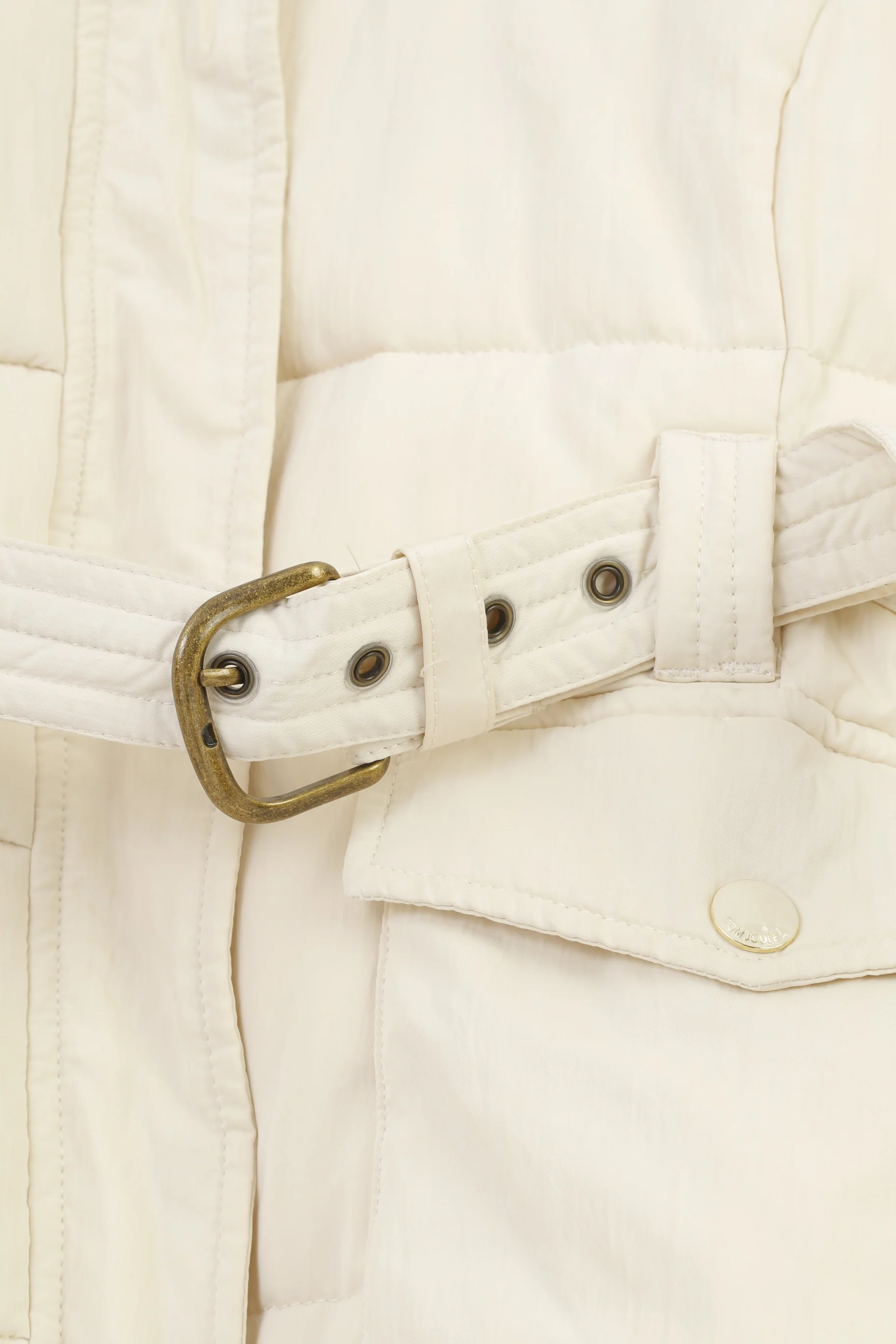 Tom Joule Women 16 XL Vest Cream Padded Belt Bodywarmer Padded Full Zipper Nylon Vintage Top - Image 5