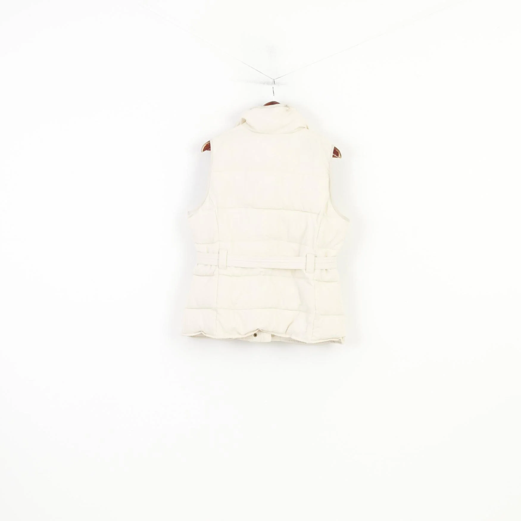 Tom Joule Women 16 XL Vest Cream Padded Belt Bodywarmer Padded Full Zipper Nylon Vintage Top - Image 9