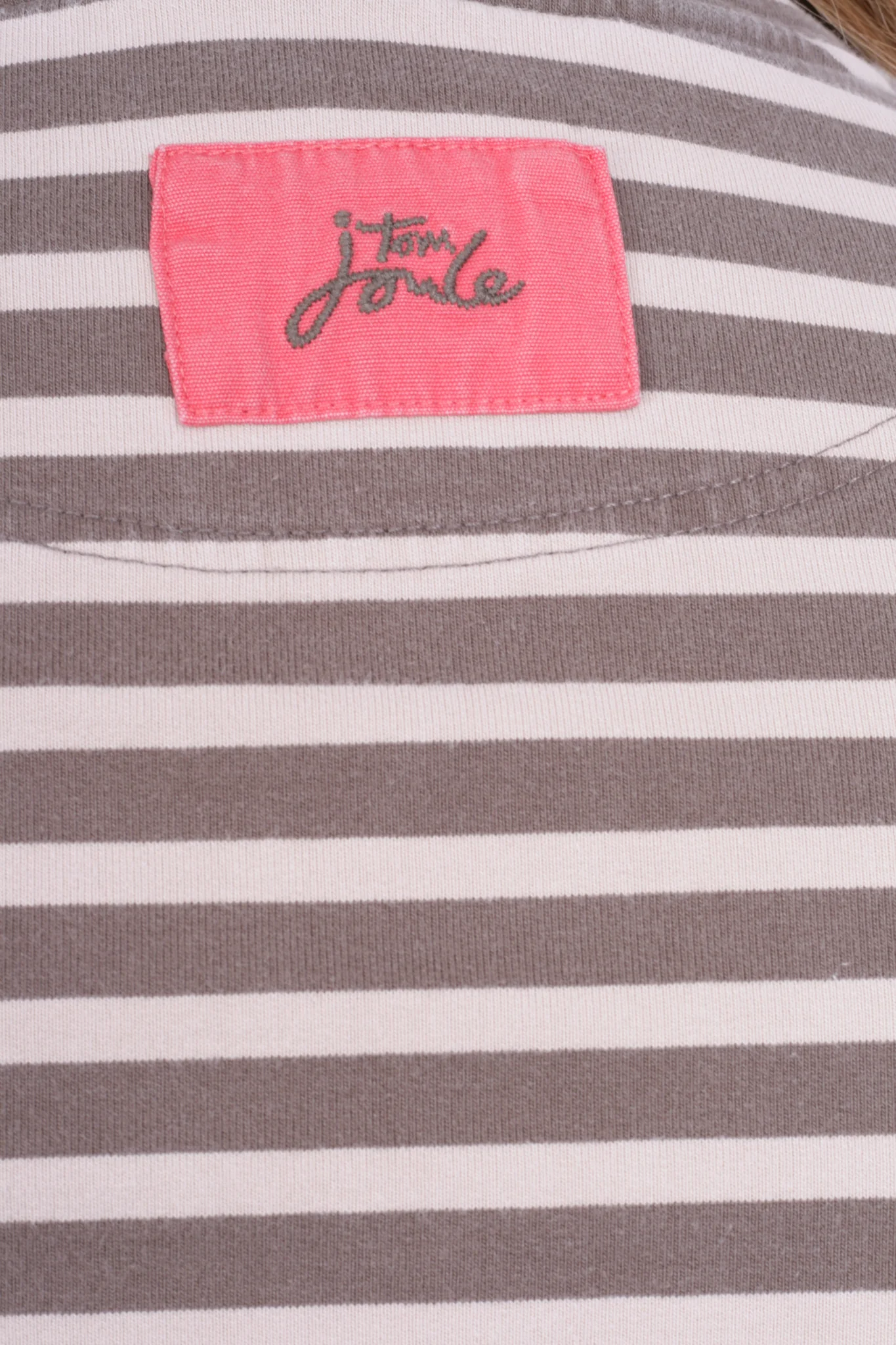 Tom Joule Womens L Sweatshirt Striped Brown Beige Zip Neck Cotton - Image 3