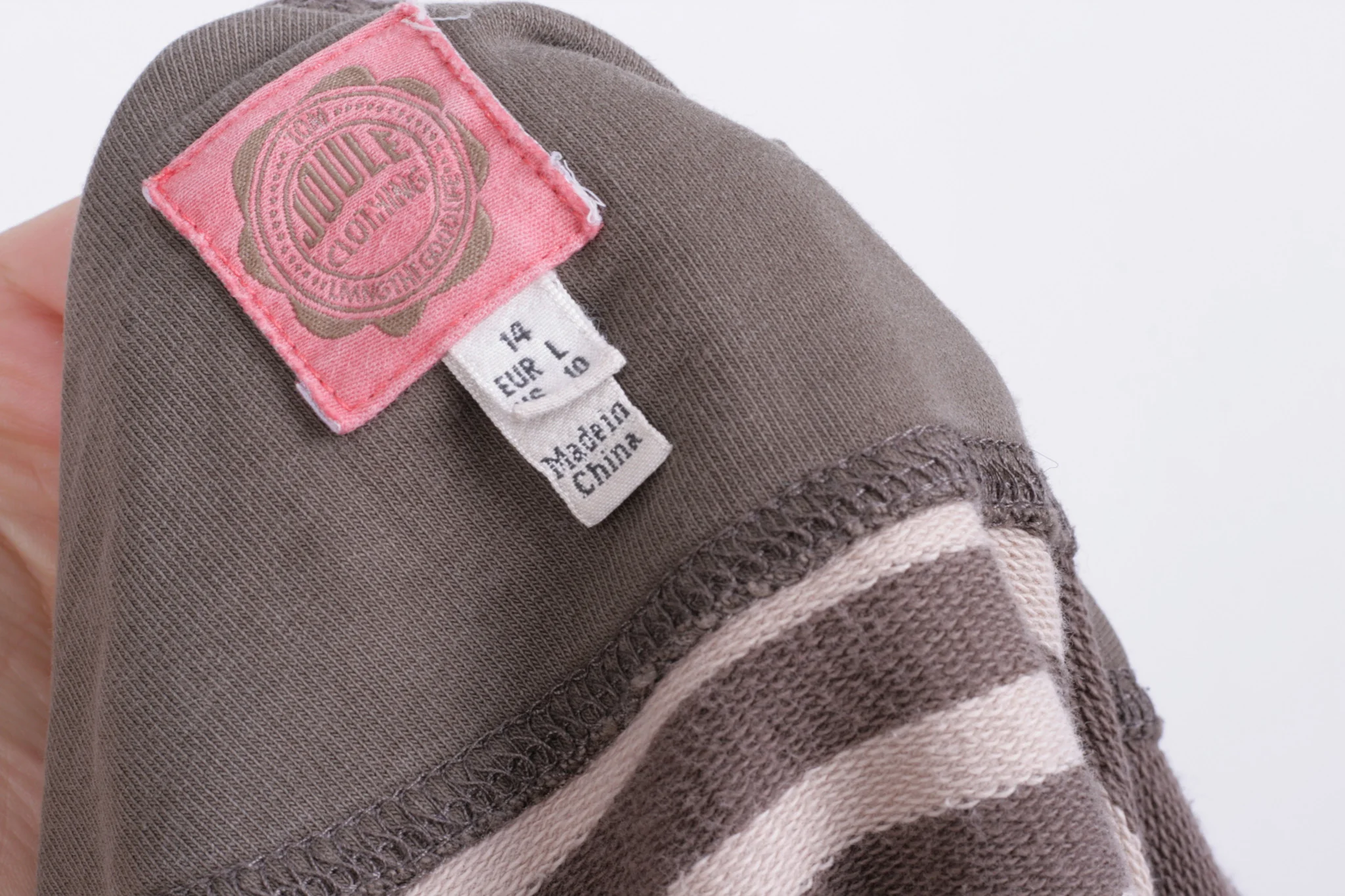 Tom Joule Womens L Sweatshirt Striped Brown Beige Zip Neck Cotton - Image 4