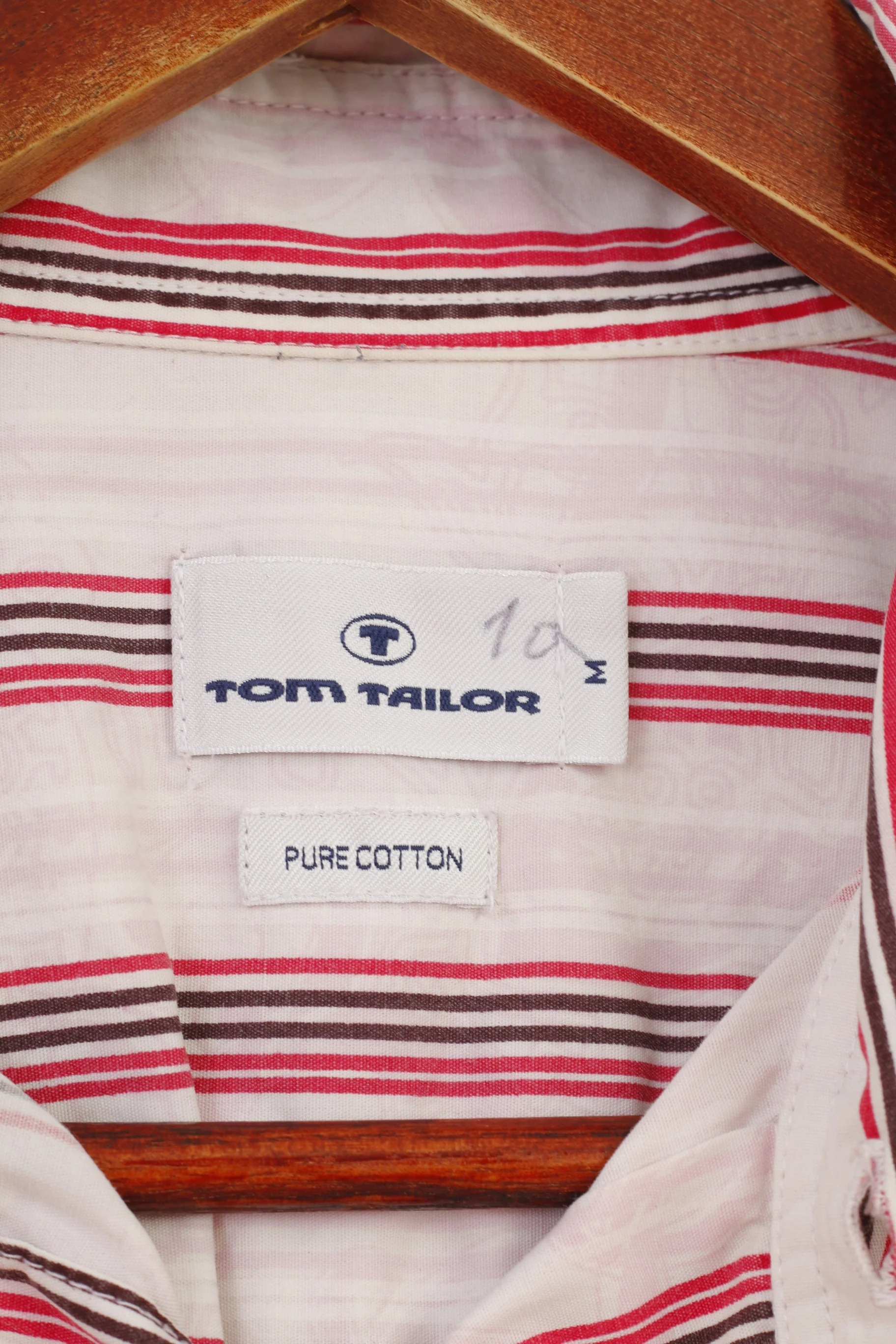 Tom Tailor Men M Casual Shirt Pink Striped Vintage Short Sleeve Floral Print Cotton Top - Image 6