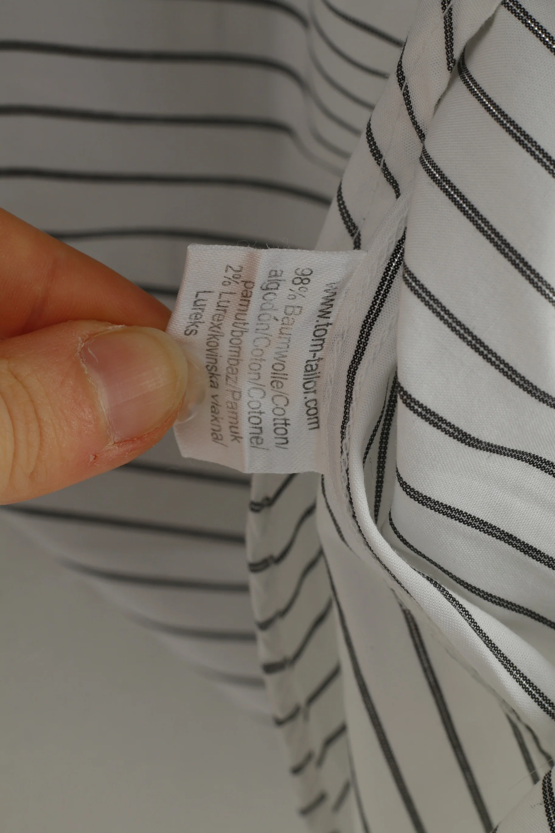 Tom Tailor Men XL Casual Shirt White Cotton Silver Striped Long Sleeve Regular Fit Top - Image 5