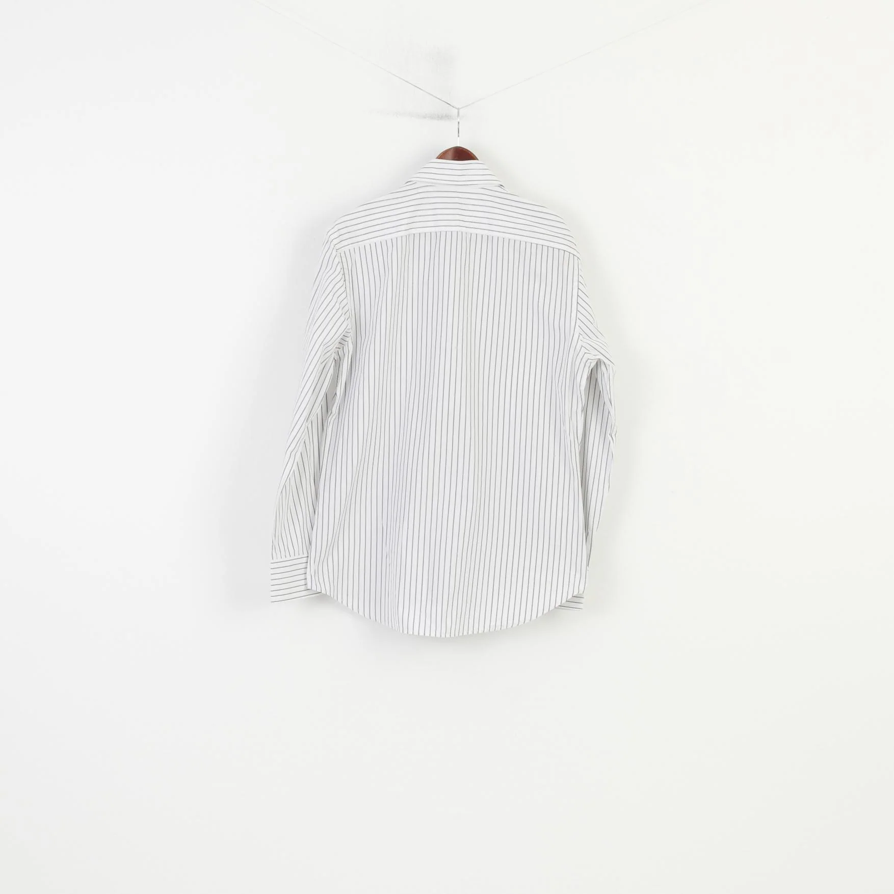 Tom Tailor Men XL Casual Shirt White Cotton Silver Striped Long Sleeve Regular Fit Top - Image 6