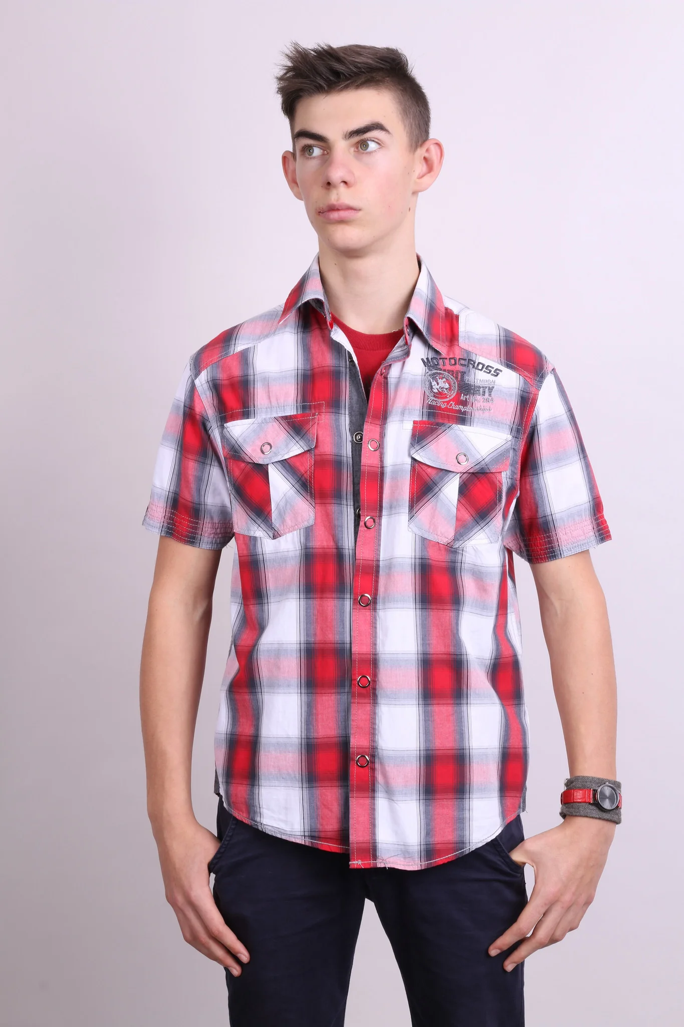 Tom Tompson Mens S Casual Shirt Check Motocross Cotton - Image 3