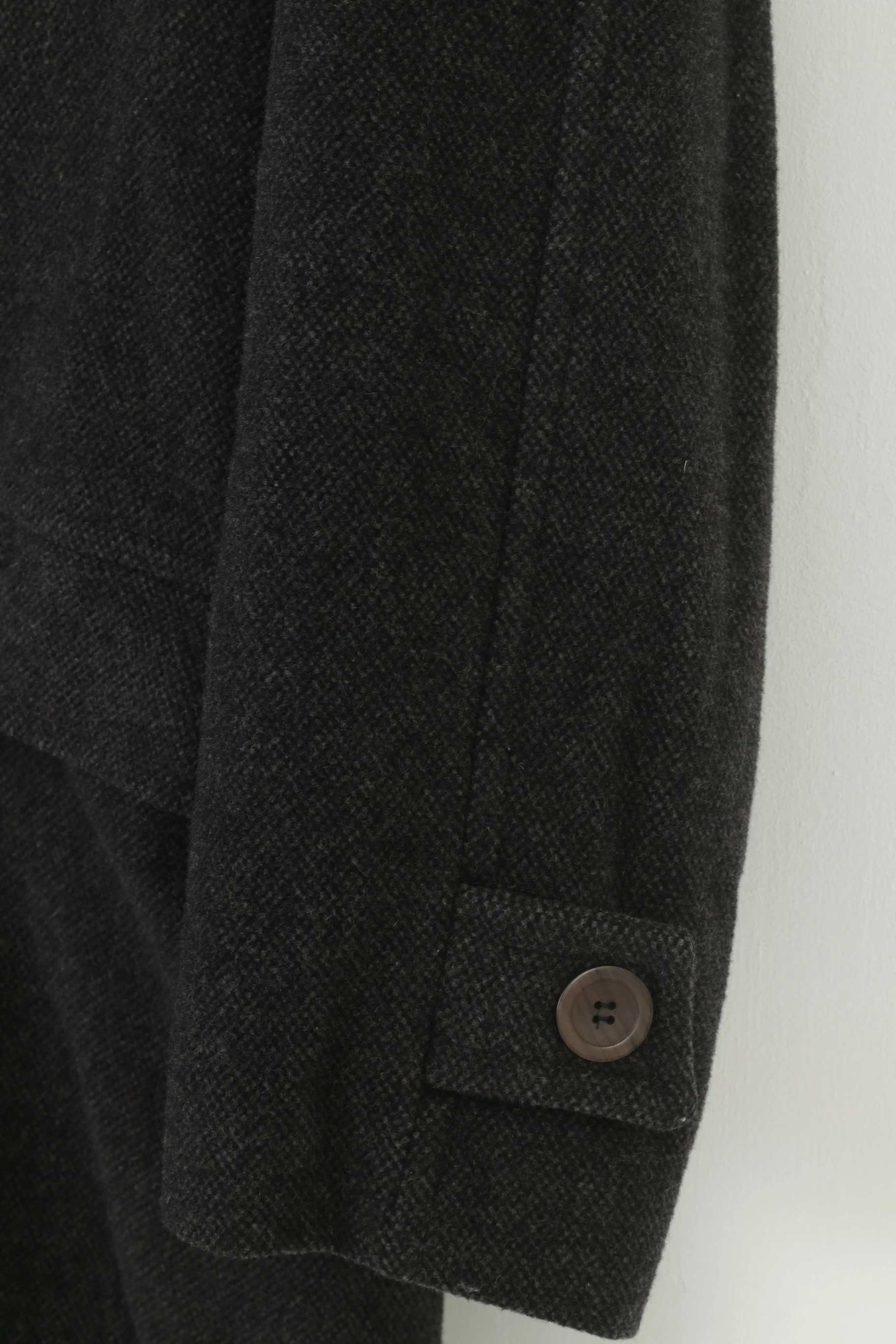 Tomaszek Men L Coat Charcoal Wool Cashmere Italy Shoulder Pads Vintage Top - Image 3