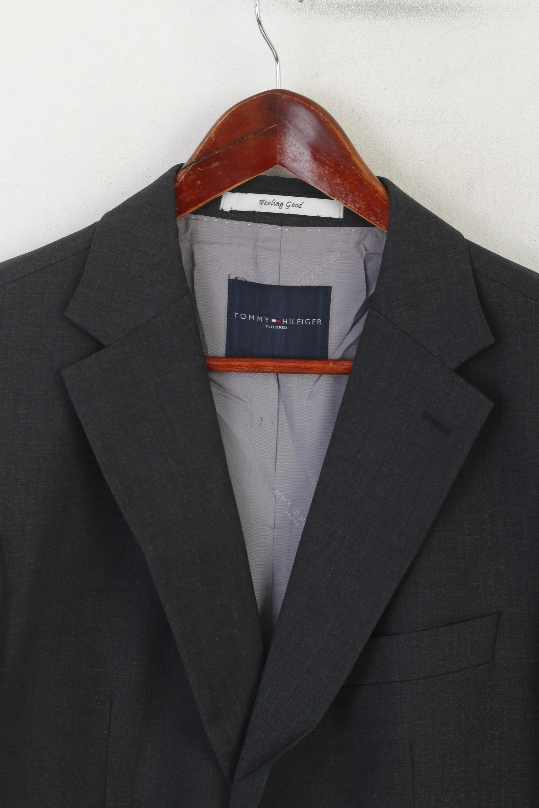 Tommy Hilfiger Men 25 40 Blazer Gray Wool Vintage Single Breasted Jacket - Image 3