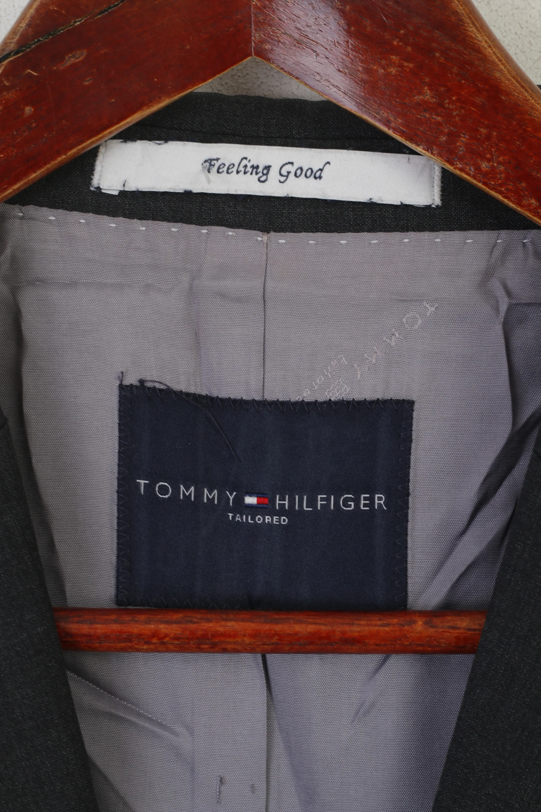 Tommy Hilfiger Men 25 40 Blazer Gray Wool Vintage Single Breasted Jacket - Image 5