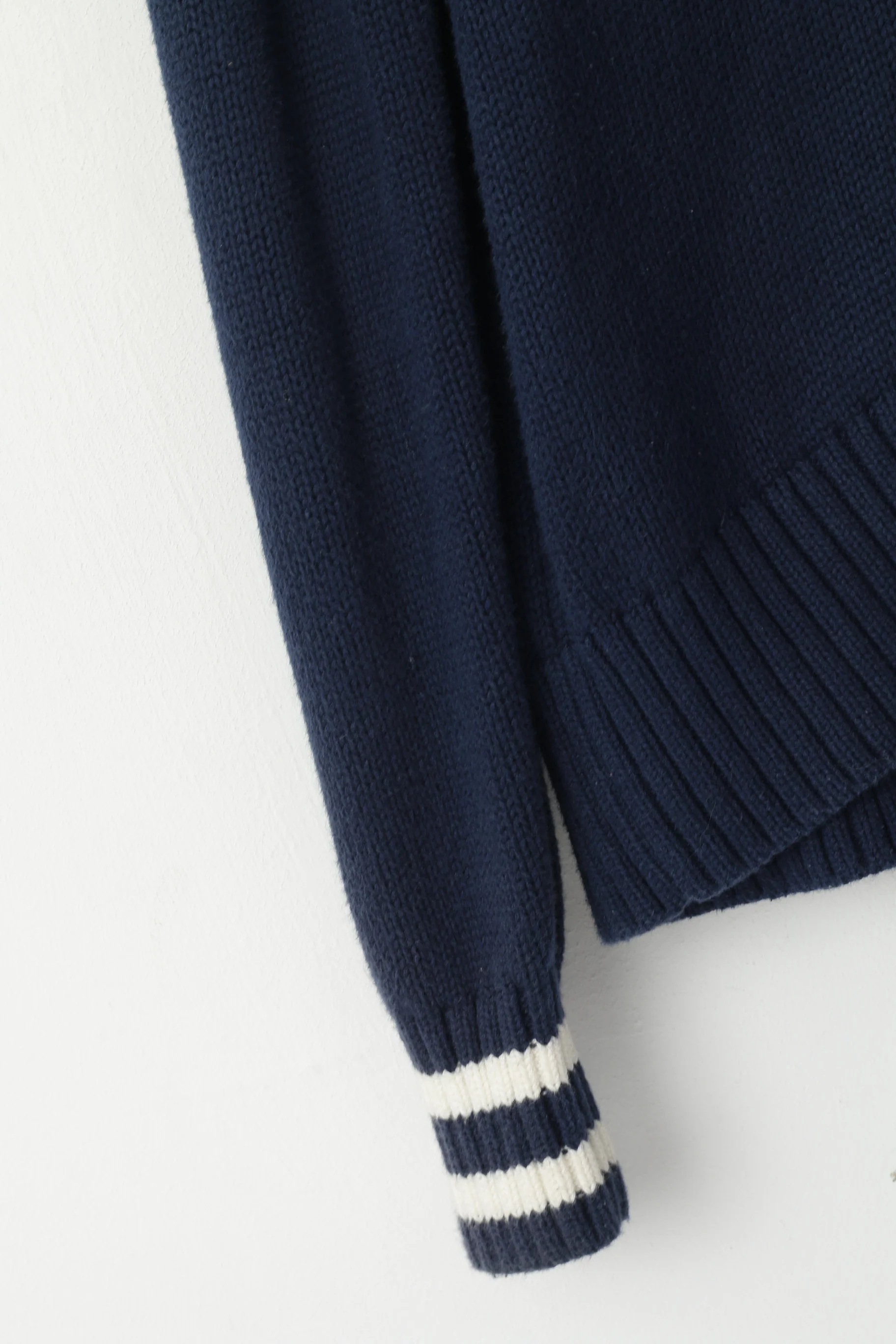 Tommy Hilfiger Men L Jumper Navy Cotton Knit Shawl Collar Pullover Sweater - Image 4