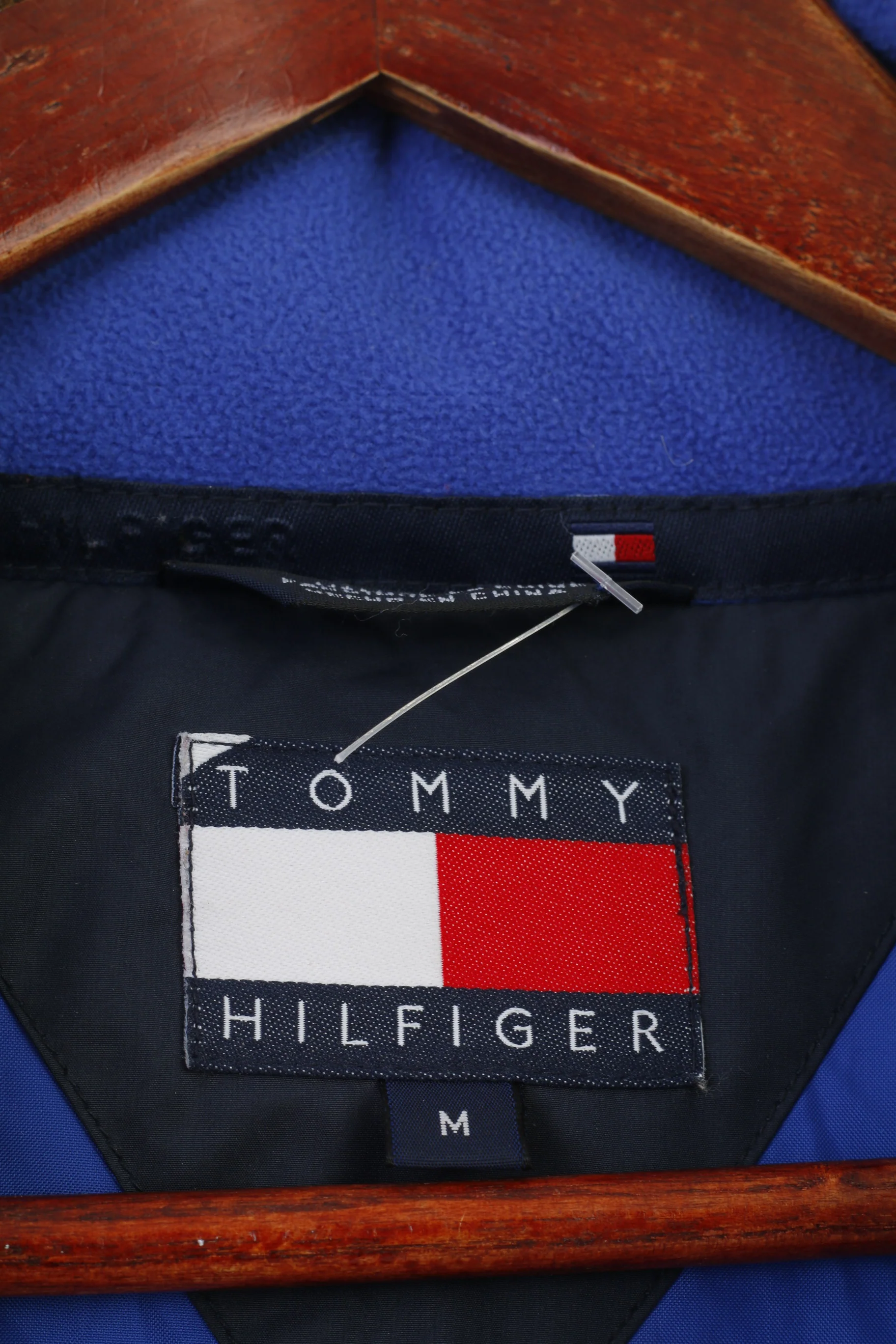 Tommy Hilfiger Men M Jacket Navy Padded Full Zipper Vintage Ski Top - Image 7