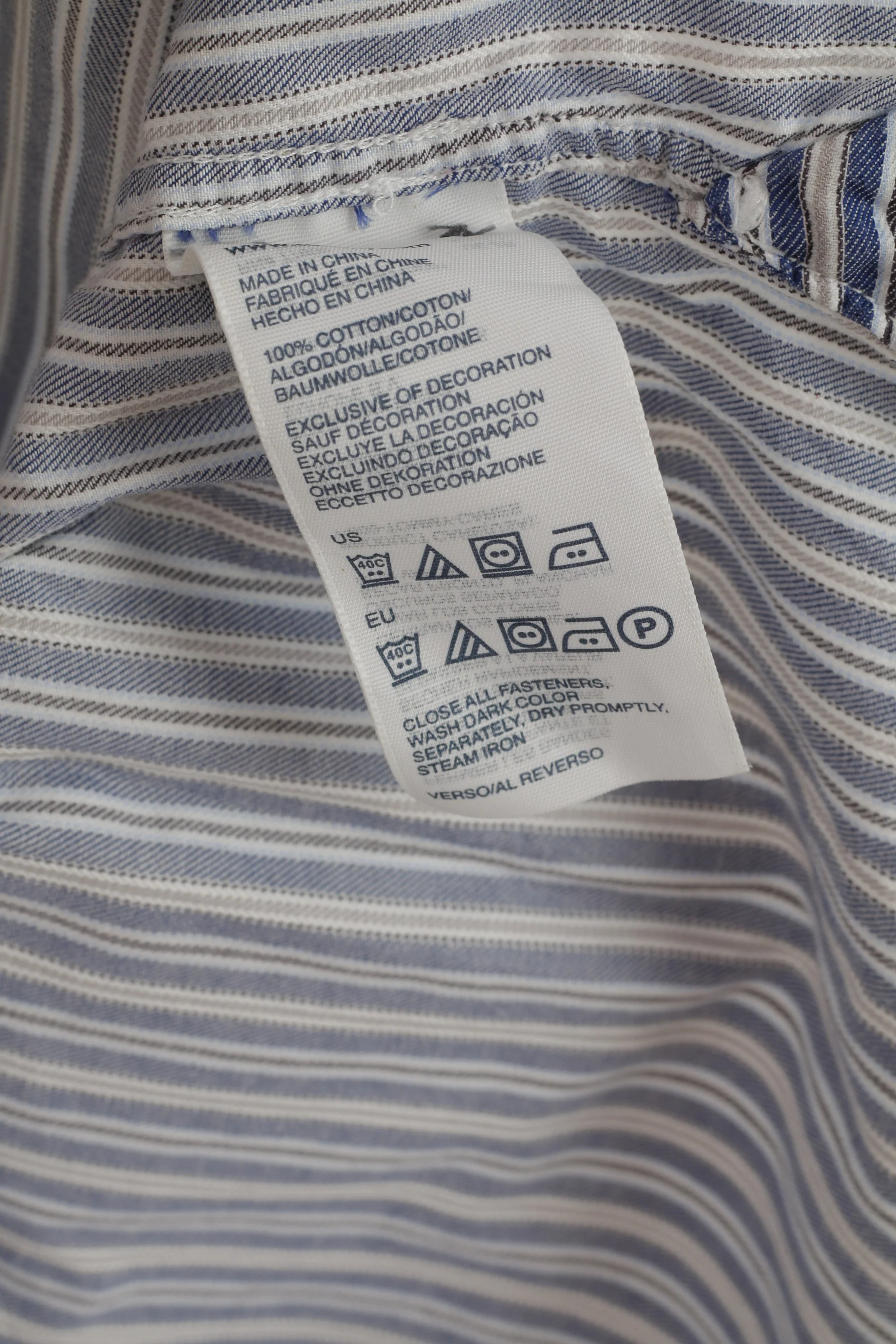 Tommy Hilfiger Men XL Casual Shirt Blue Cotton Striped Button Down Collar Top - Image 6