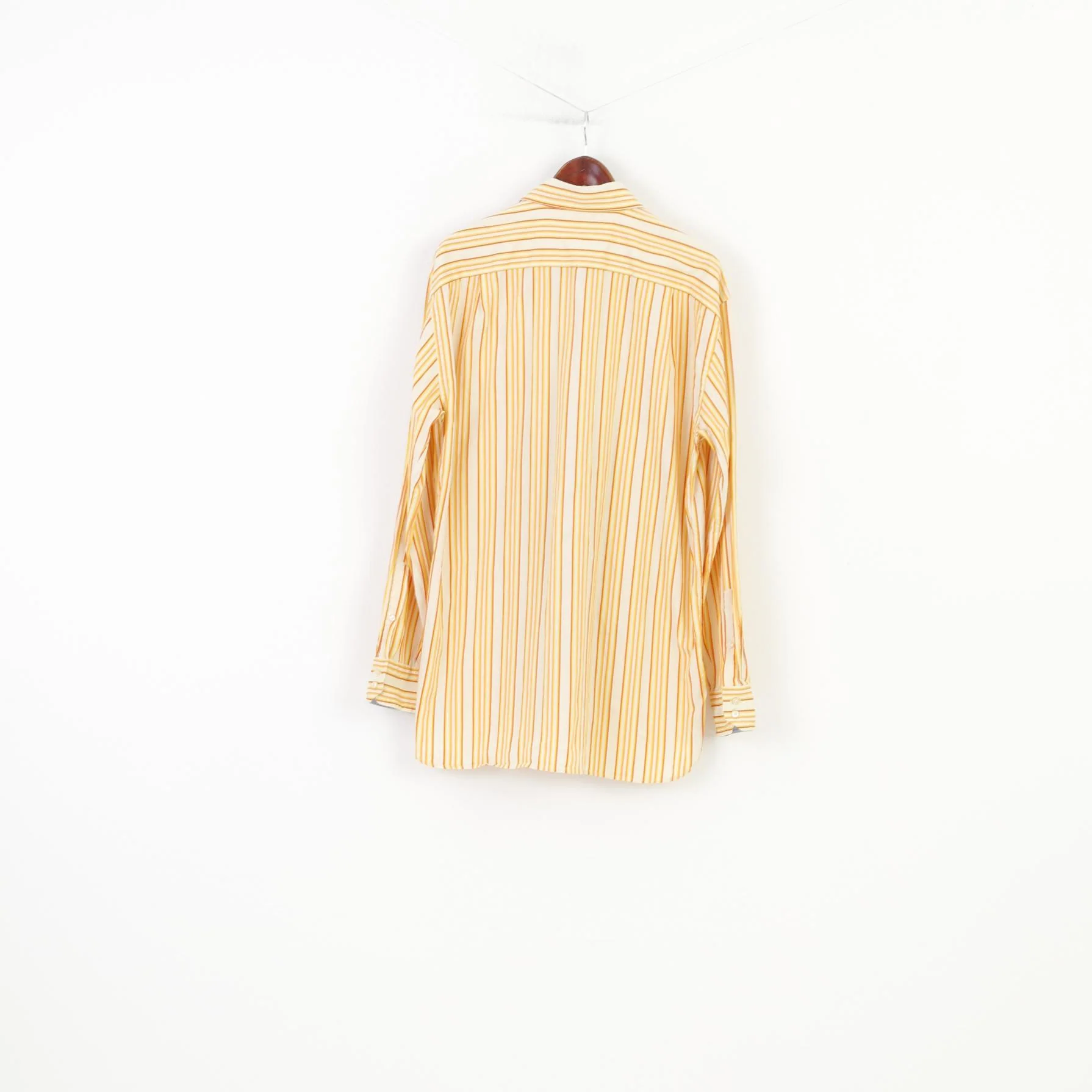 Tommy Hilfiger Men XL Casual Shirt Long Sleeve Striped Orange Collar Cotton Classic Top - Image 7