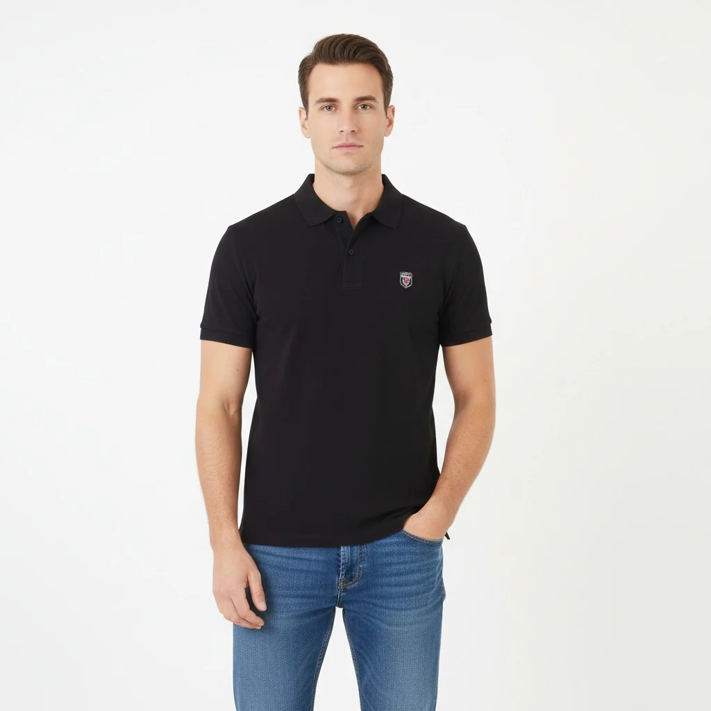 Tommy Hilfiger Men XL (M) Polo Shirt Black Short Sleeve Collar Logo Cotton Top