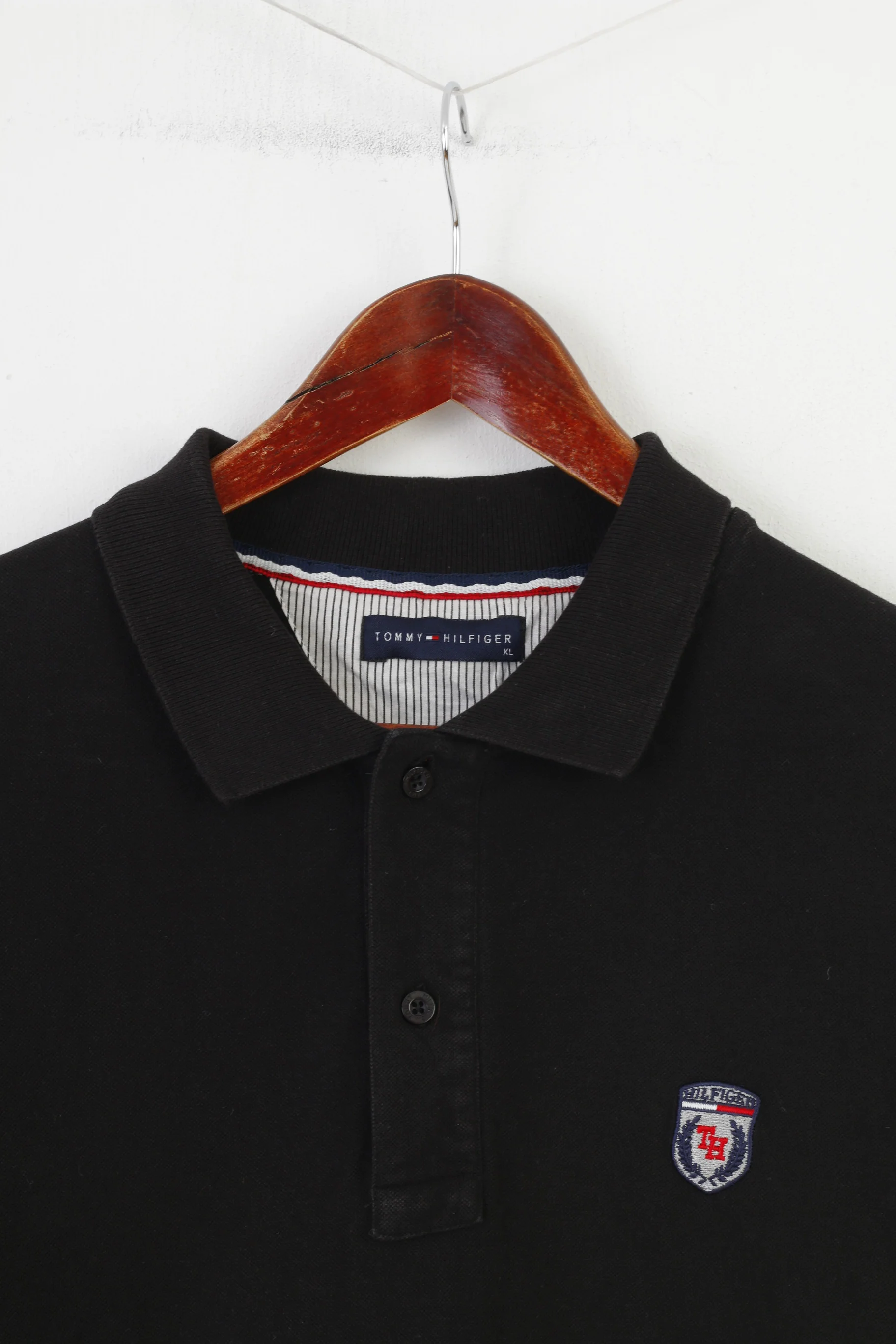 Tommy Hilfiger Men XL (M) Polo Shirt Black Short Sleeve Collar Logo Cotton Top - Image 3
