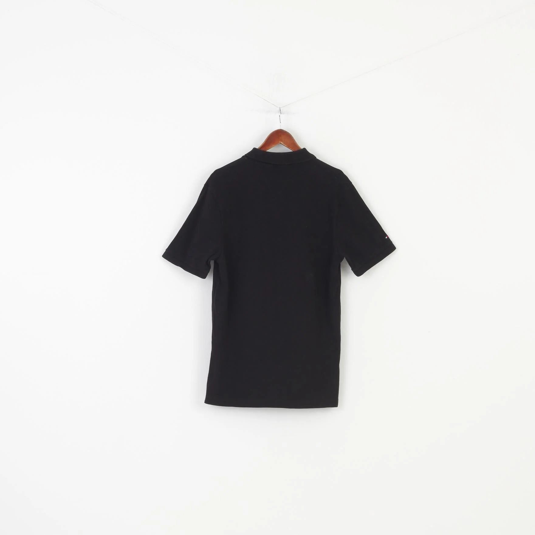 Tommy Hilfiger Men XL (M) Polo Shirt Black Short Sleeve Collar Logo Cotton Top - Image 8