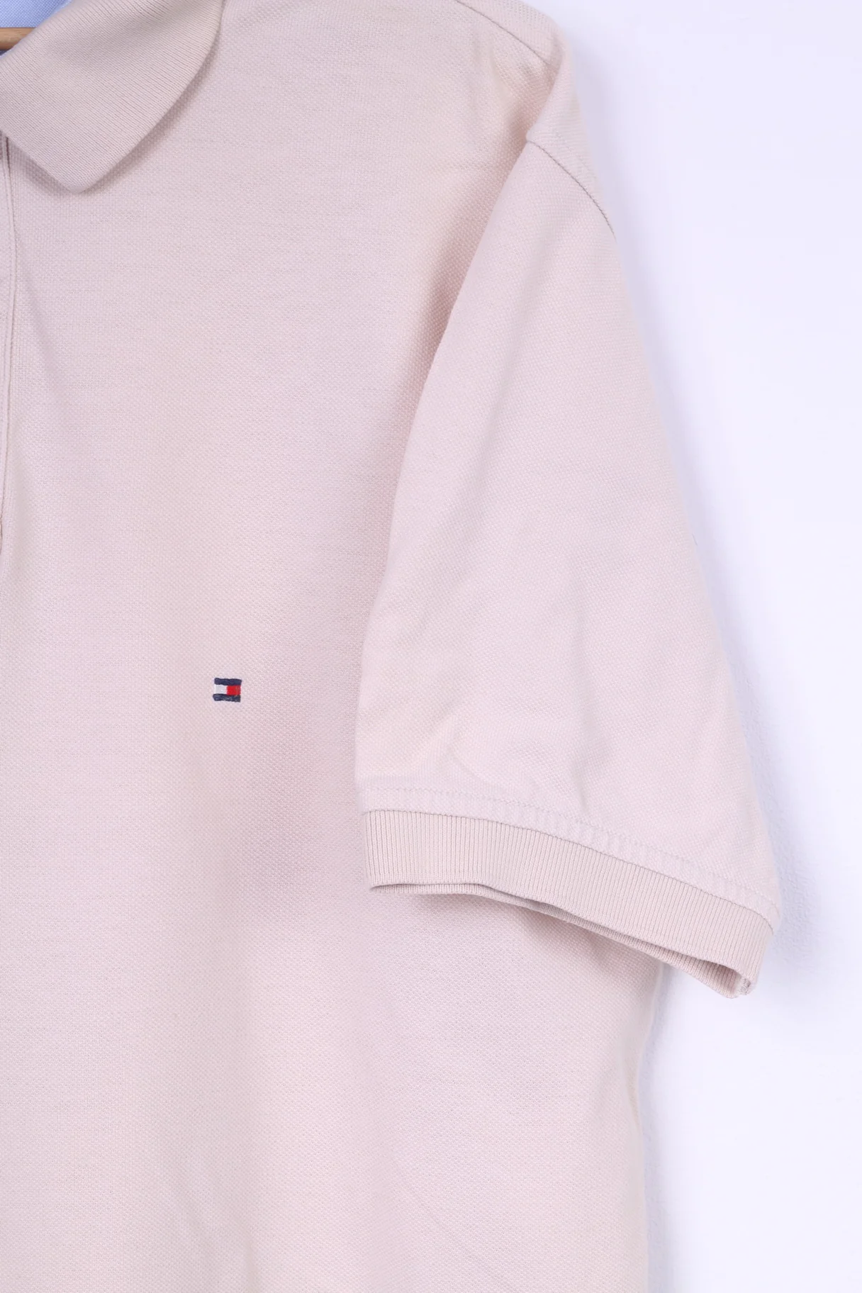 Tommy Hilfiger Mens L Polo Shirt Beige Buttons Detailed Top Cotton - Image 3