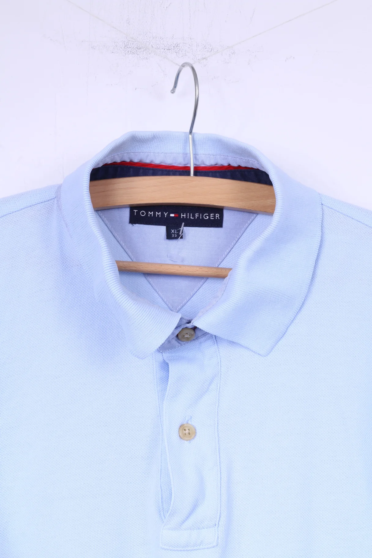 Tommy Hilfiger Mens XL Polo Shirt Light Blue Cotton Top Buttons Detailed - Image 2