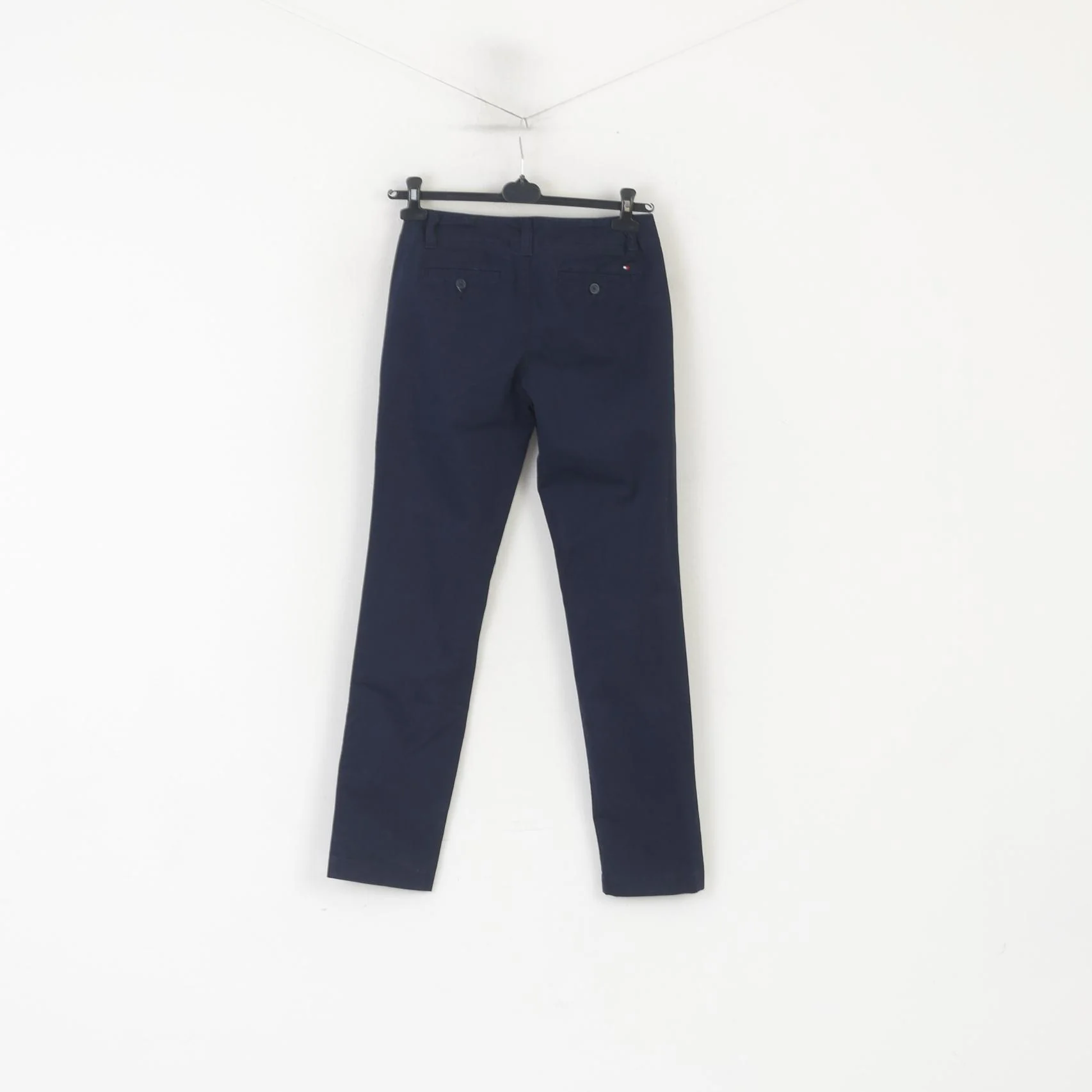 Tommy Hilfiger Women 2 S Trousers Navy Soft Cotton Chinos Casual Pants - Image 6