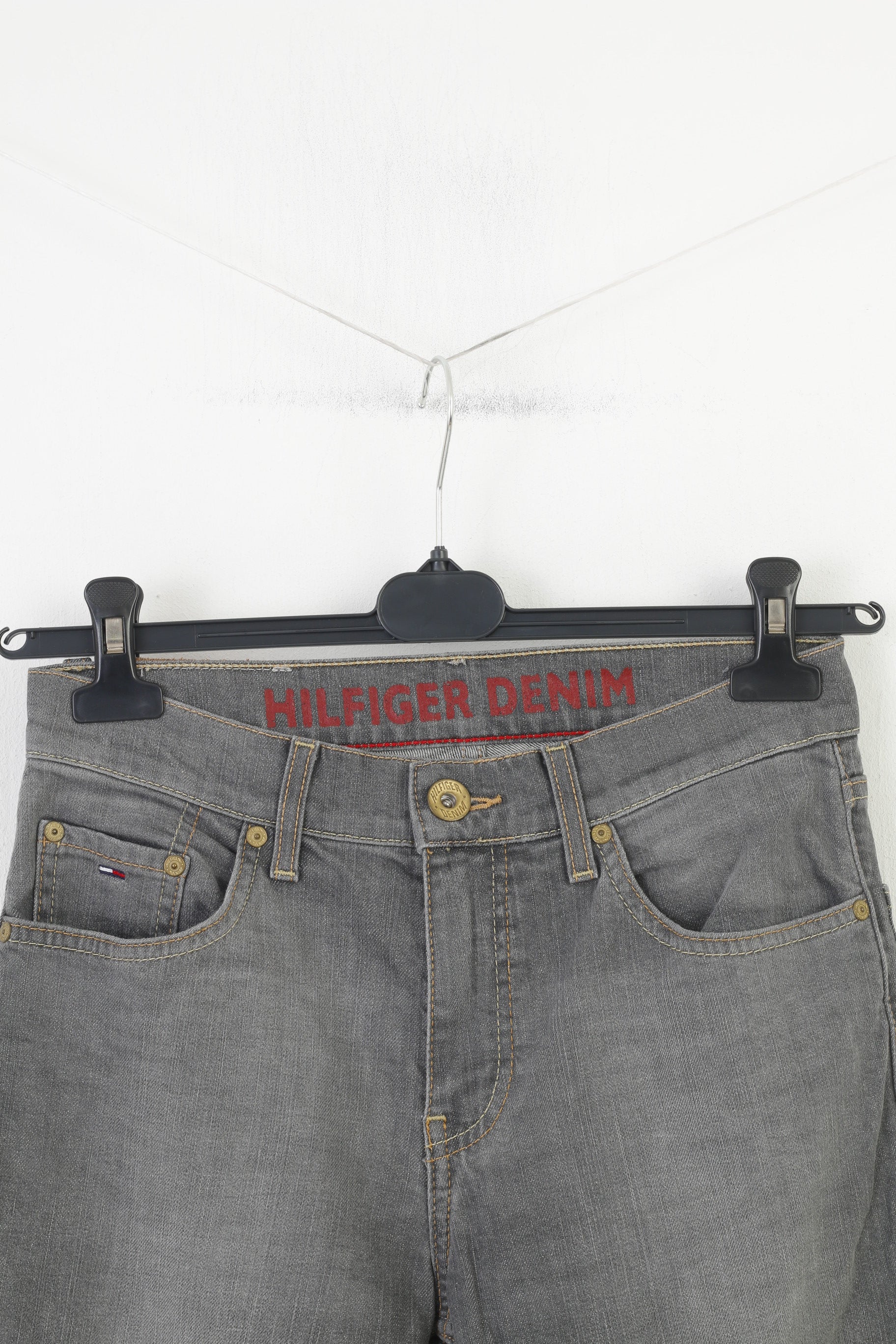 Tommy Hilfiger Women 28 Trosuers Denim Grey Jeans Stretch Wide Leg Cotton Pants - Image 2