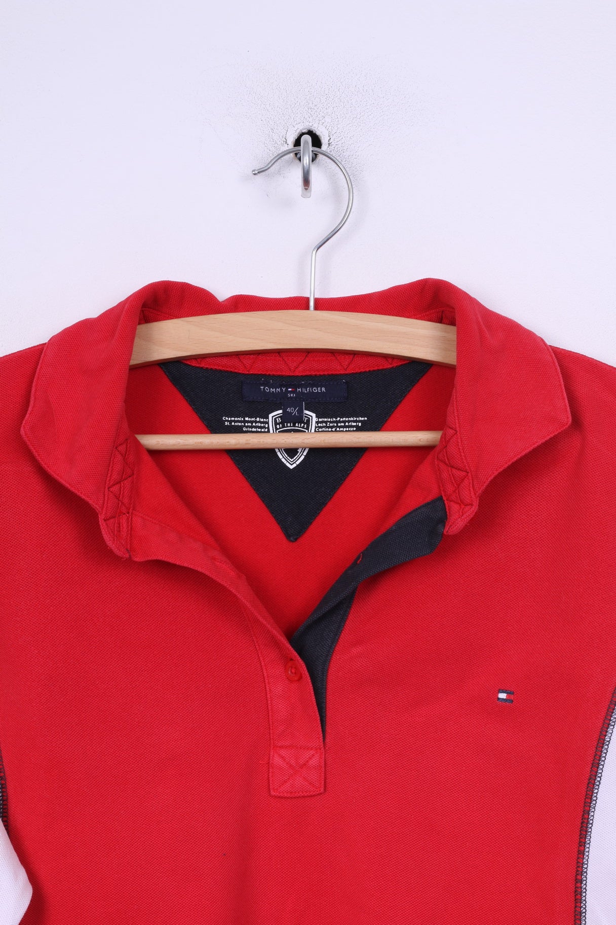 Tommy Hilfiger Womens 40 L Polo Shirt Long Sleeve Red Cotton Best Of The Alps - Image 2
