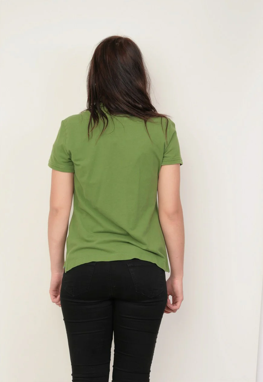 Tommy Hilfiger Womens L Polo Shirt Green Cotton - Image 3