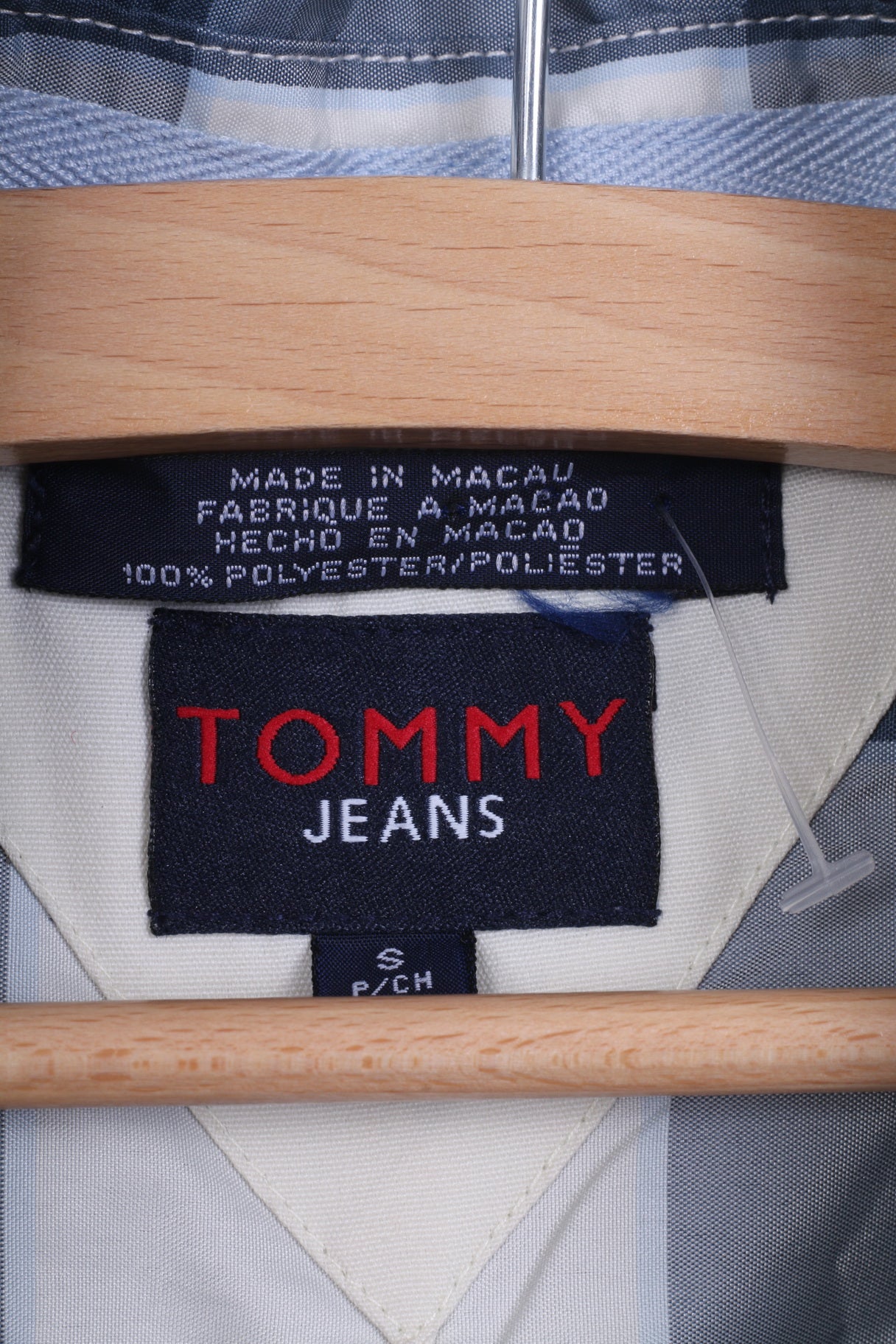 Tommy Hilfiger Jeans Mens S Casual Shirt Check Blue Short Sleeve Summer - Image 3