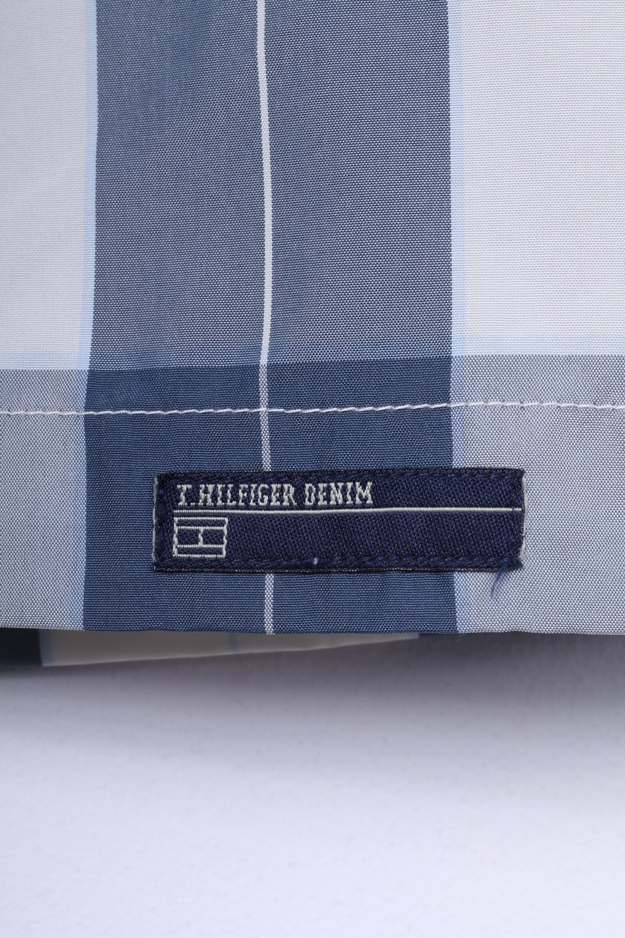 Tommy Hilfiger Jeans Mens S Casual Shirt Check Blue Short Sleeve Summer - Image 4