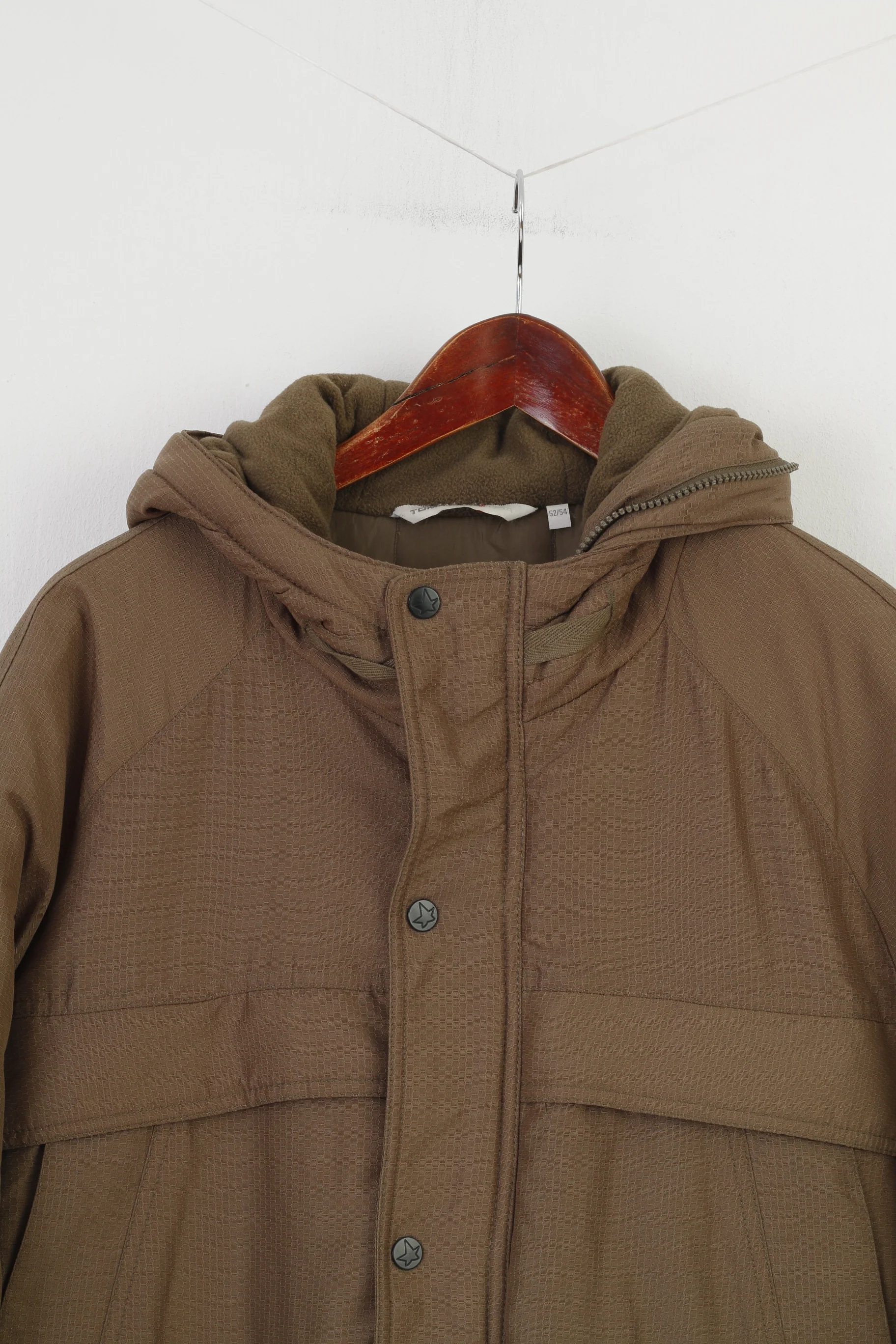 Tomster USA Men 52/54 XLJacket Khaki Padded Winter Full Zipper Hood Pockets Top - Image 2