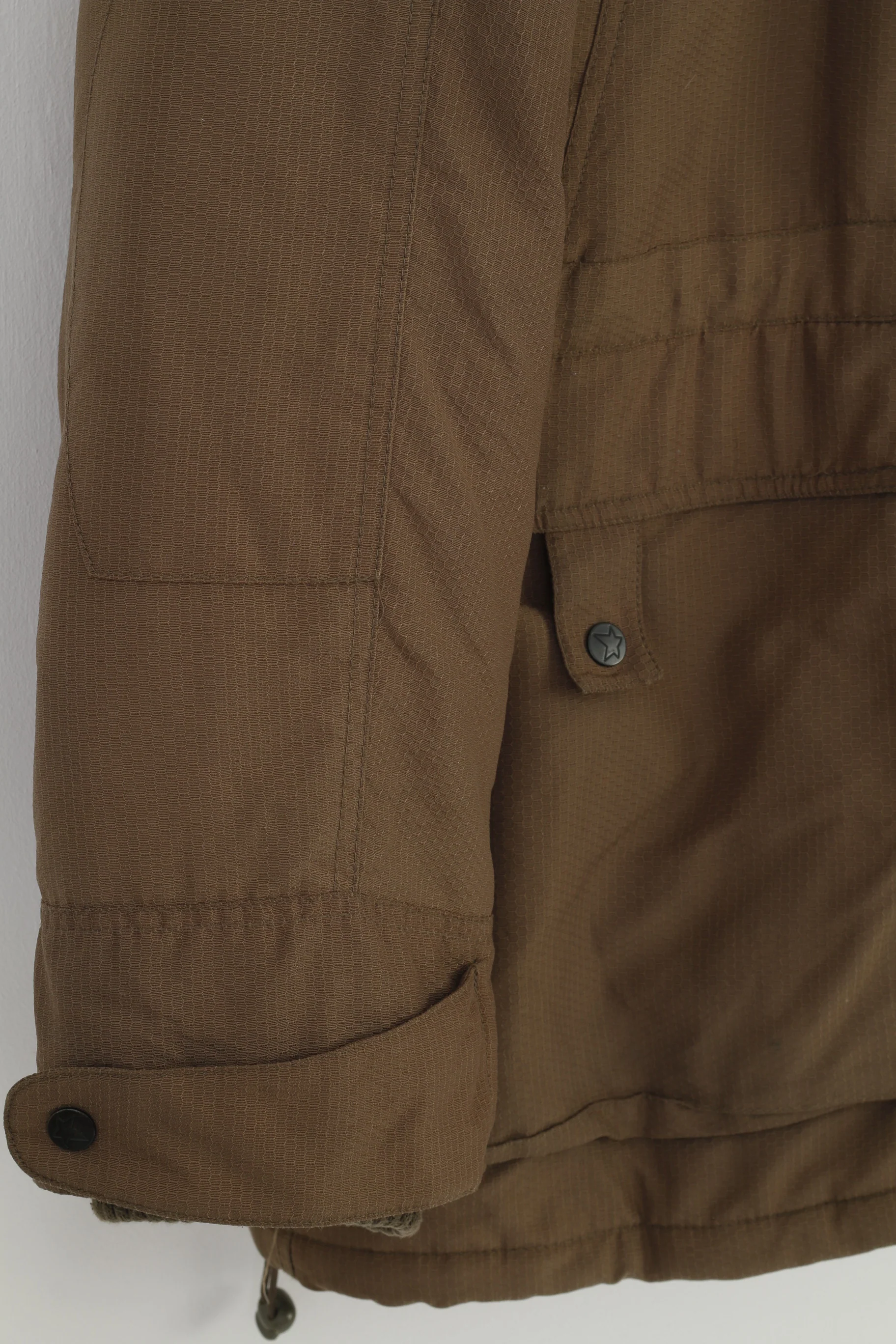 Tomster USA Men 52/54 XLJacket Khaki Padded Winter Full Zipper Hood Pockets Top - Image 5