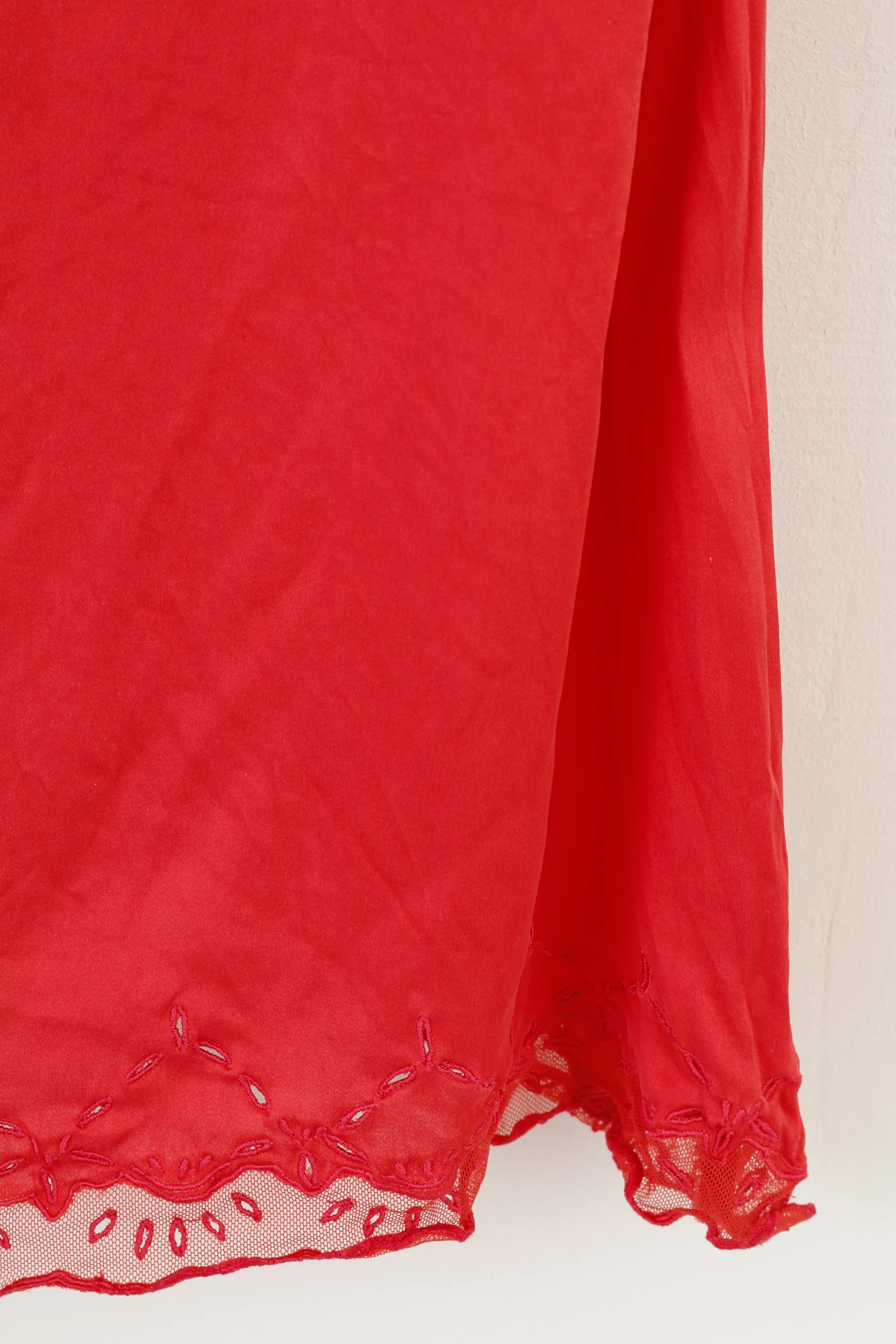 Toy G. Women M Sleep Dress Red Silk Flower Print Sleevelees Sleepwear - Image 4