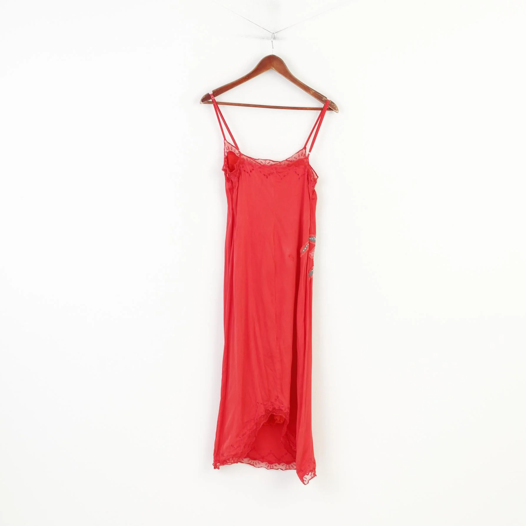 Toy G. Women M Sleep Dress Red Silk Flower Print Sleevelees Sleepwear - Image 9