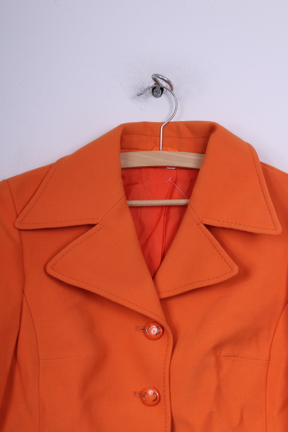 Trevira Womens 40 M Blazer Single Breasted Orange Jacket Vintage - Image 2