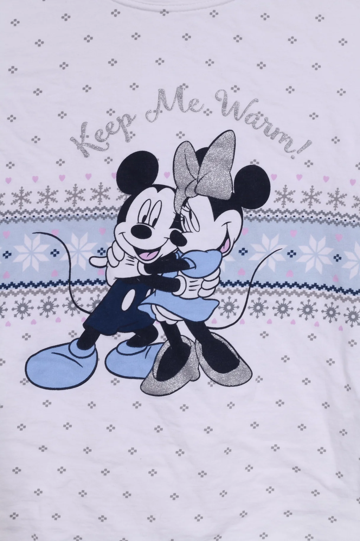 Tu Disney Womens 10 M Shirt Long Sleeve White Sleepwear Keep Me Warm Mickey Mouse - Image 3