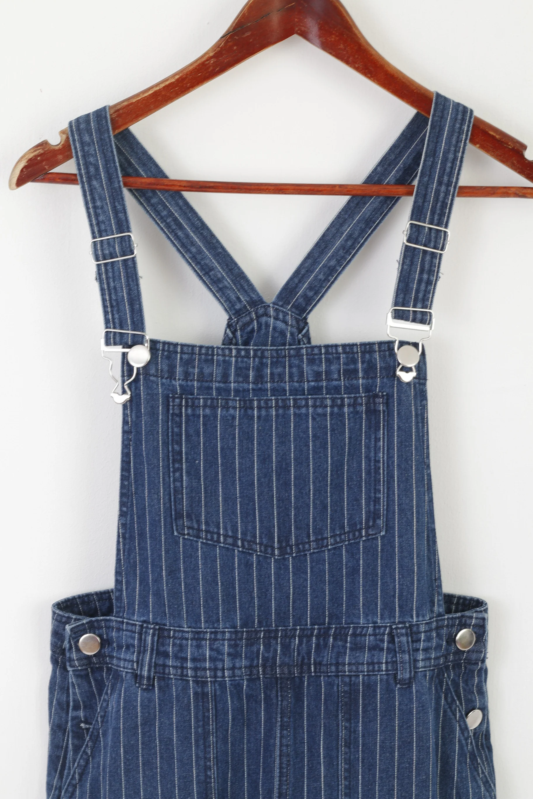 TU Women 10 S Denim Dress Navy Cotton Striped Mini Dungaree Sport - Image 2