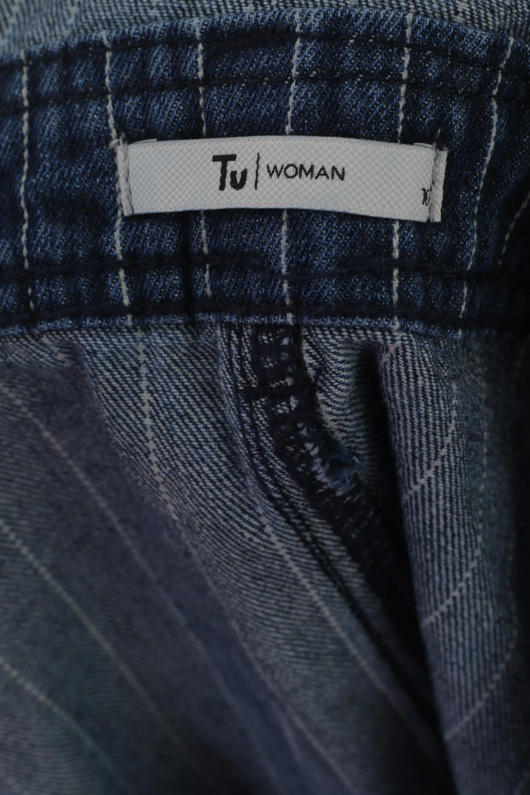 TU Women 10 S Denim Dress Navy Cotton Striped Mini Dungaree Sport - Image 3