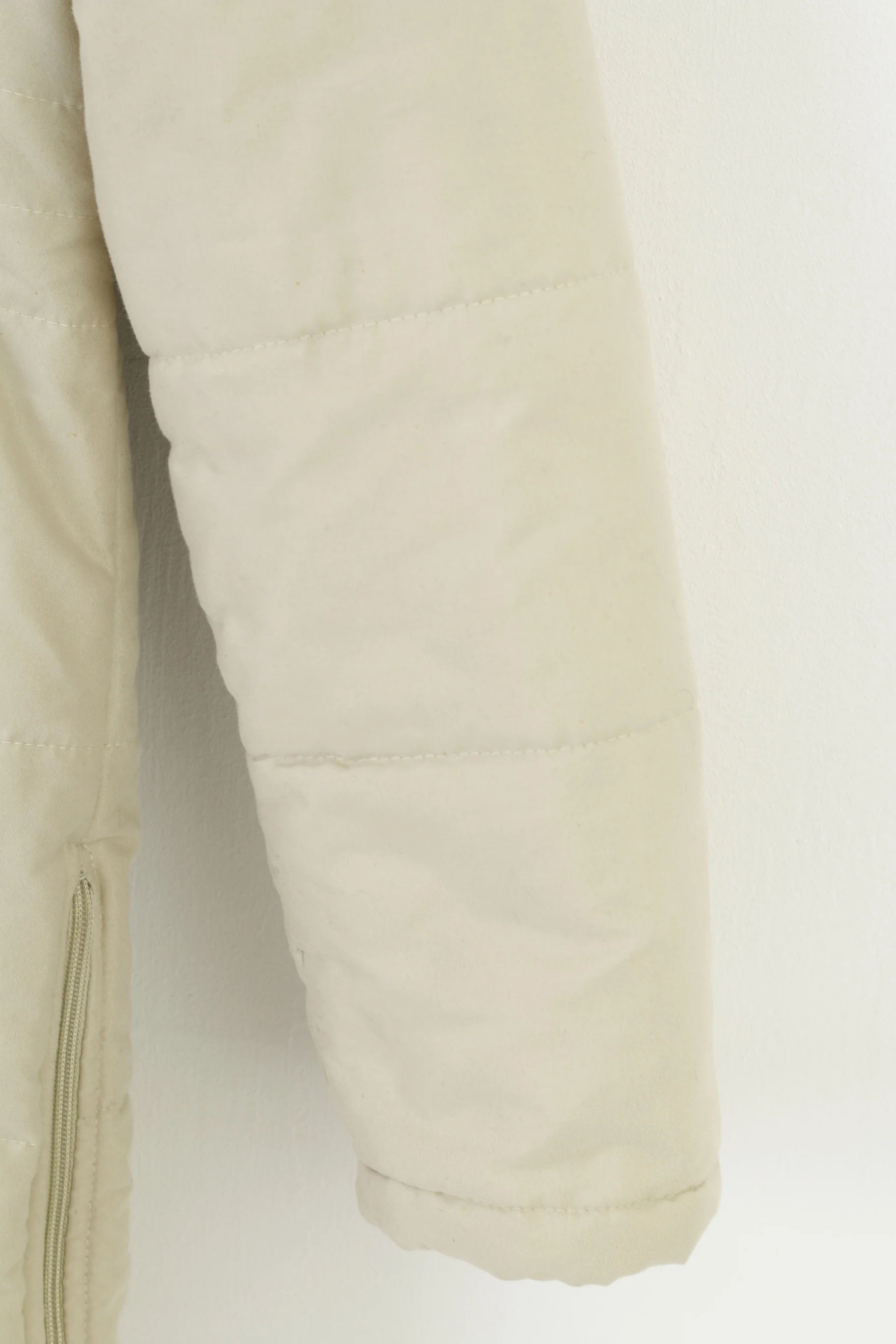 Turek Women 40 M Jacket Coat Padded Winter Beige Long Parka Full Zipper Vintage Top - Image 3