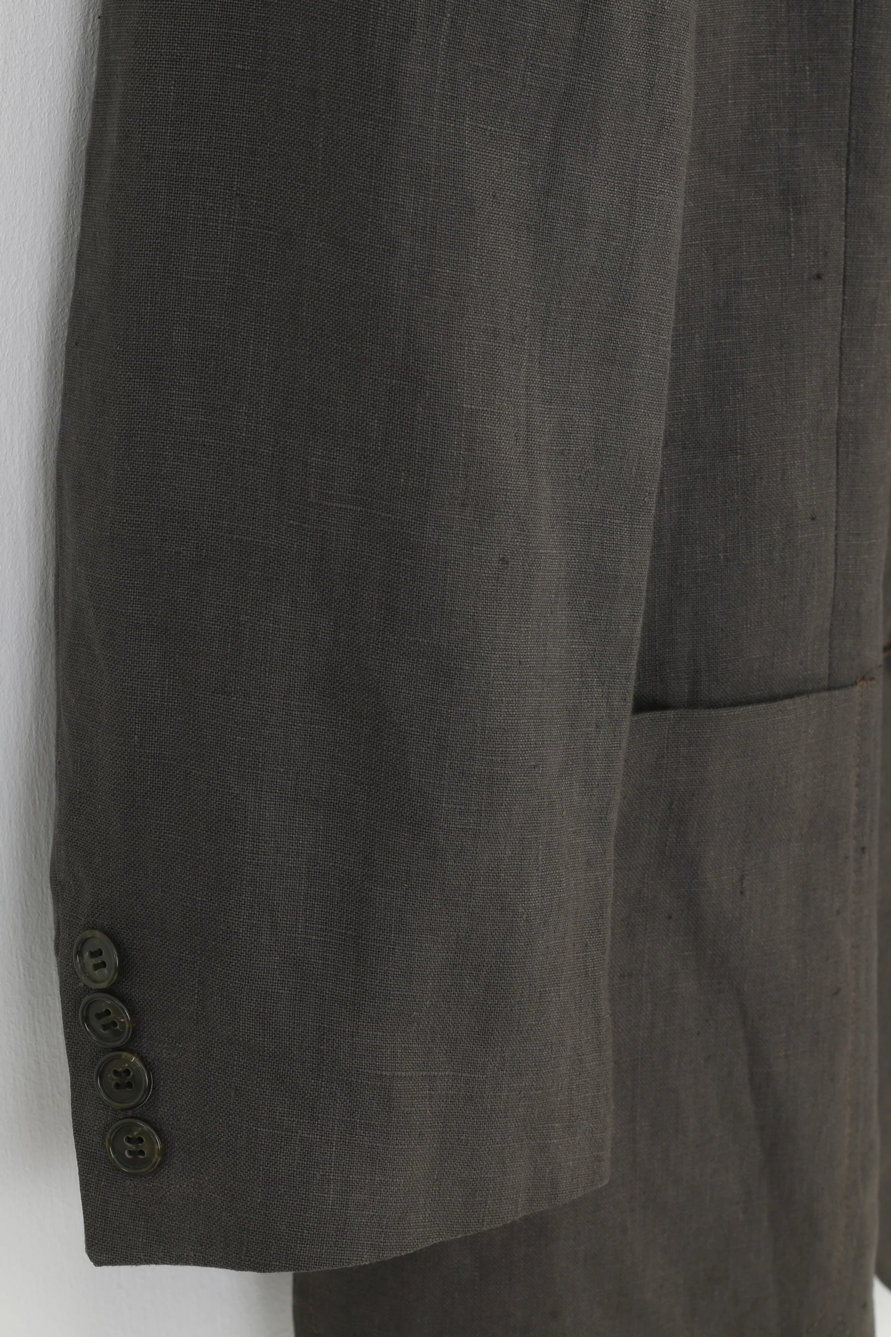 Ultimo Men 26 40 Blazer Grey Breasted Bottoms Classics Santomia Super 100's Linen Jacket - Image 3