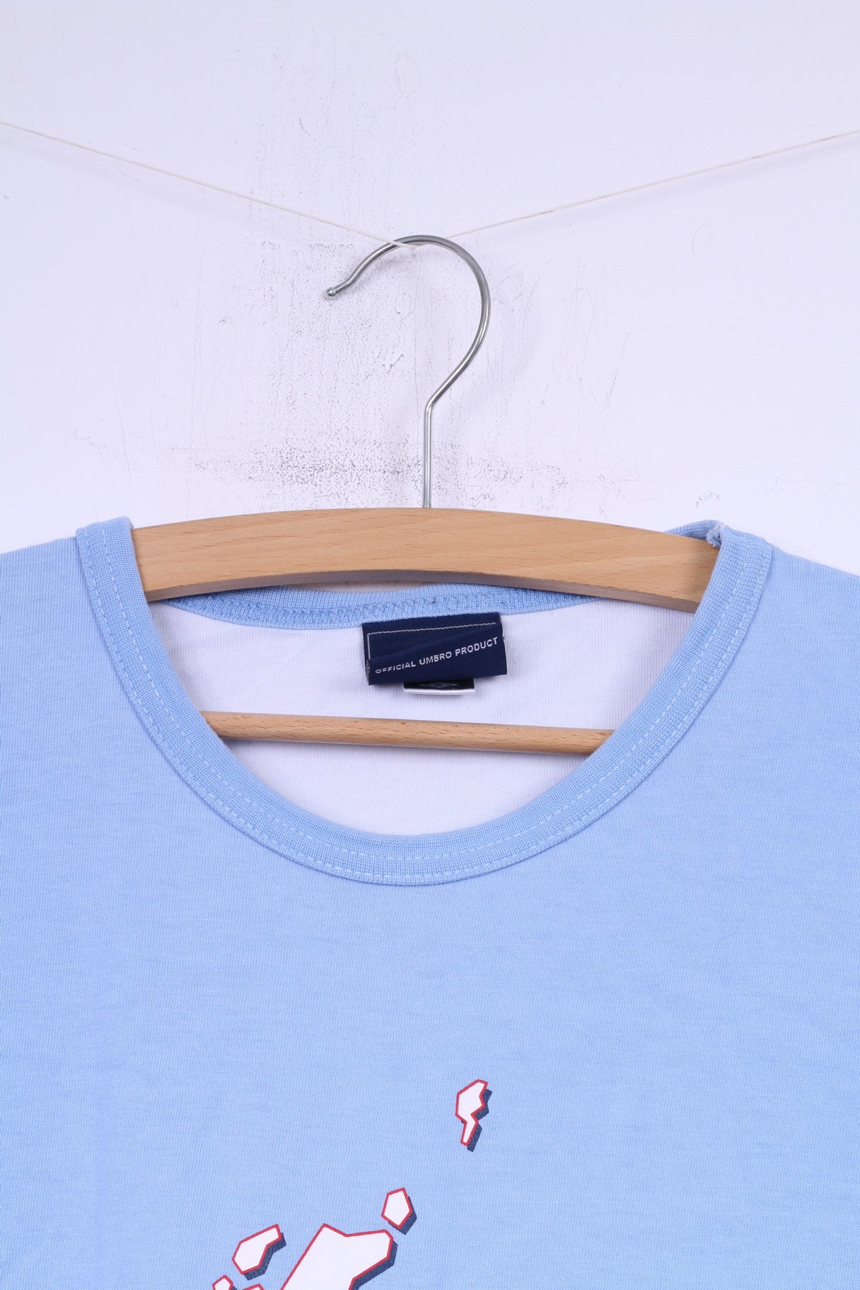 Umbro England Mens L T-Shirt Light Blue Cotton Crew Neck Top - Image 2