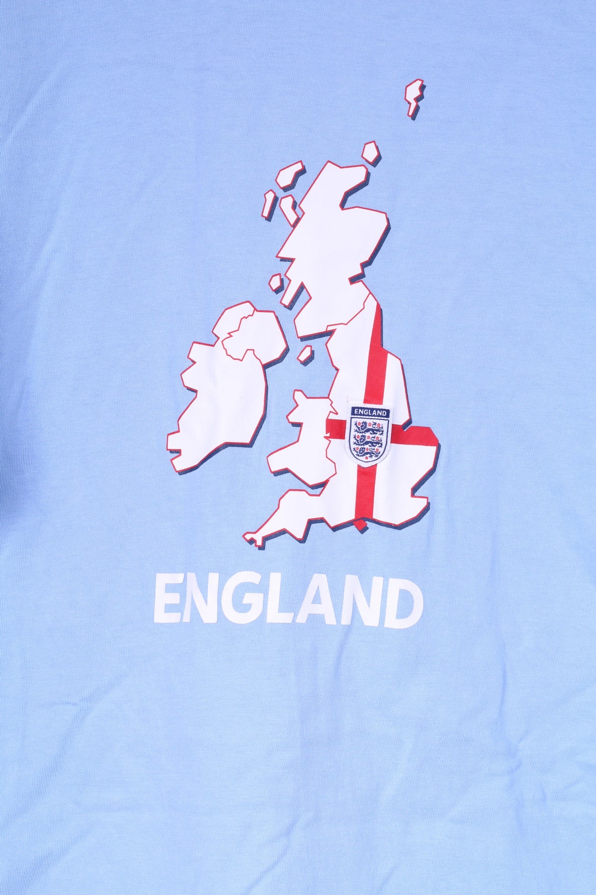 Umbro England Mens L T-Shirt Light Blue Cotton Crew Neck Top - Image 3