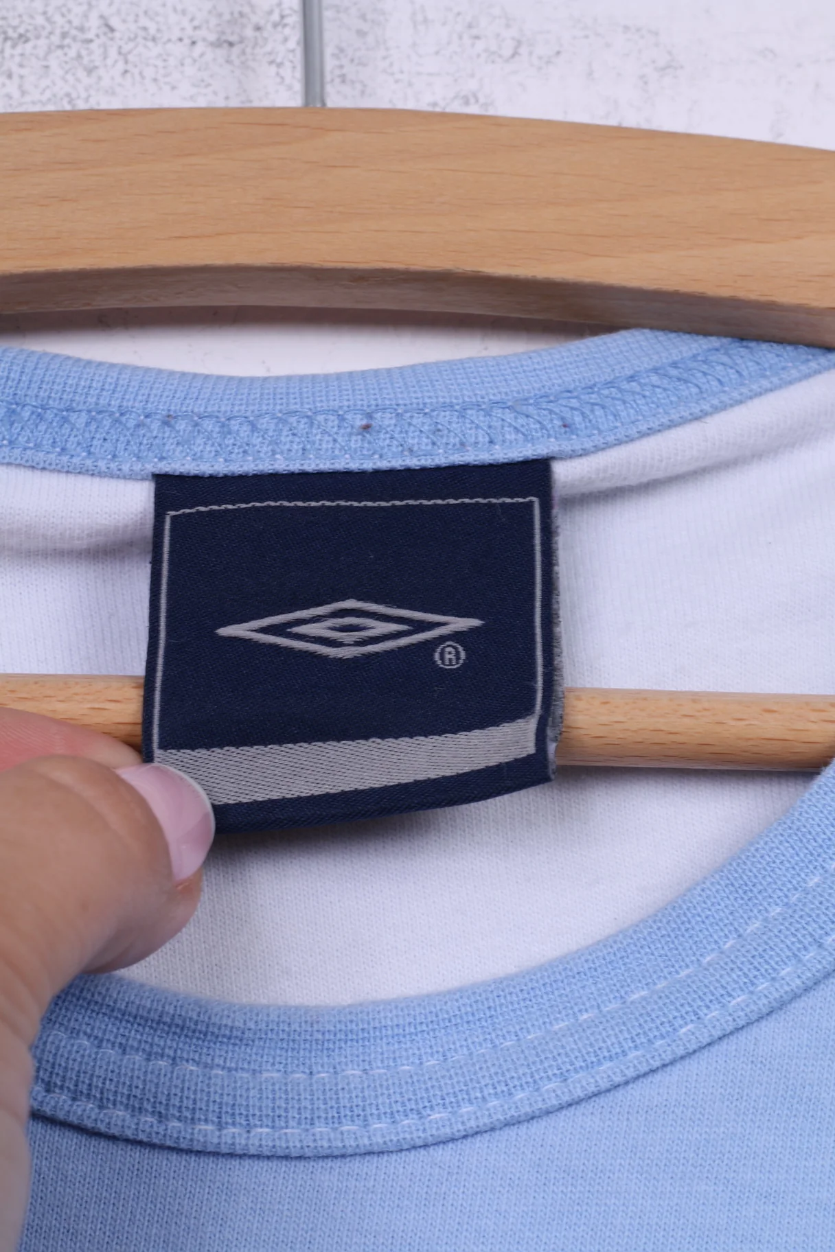 Umbro England Mens L T-Shirt Light Blue Cotton Crew Neck Top - Image 4