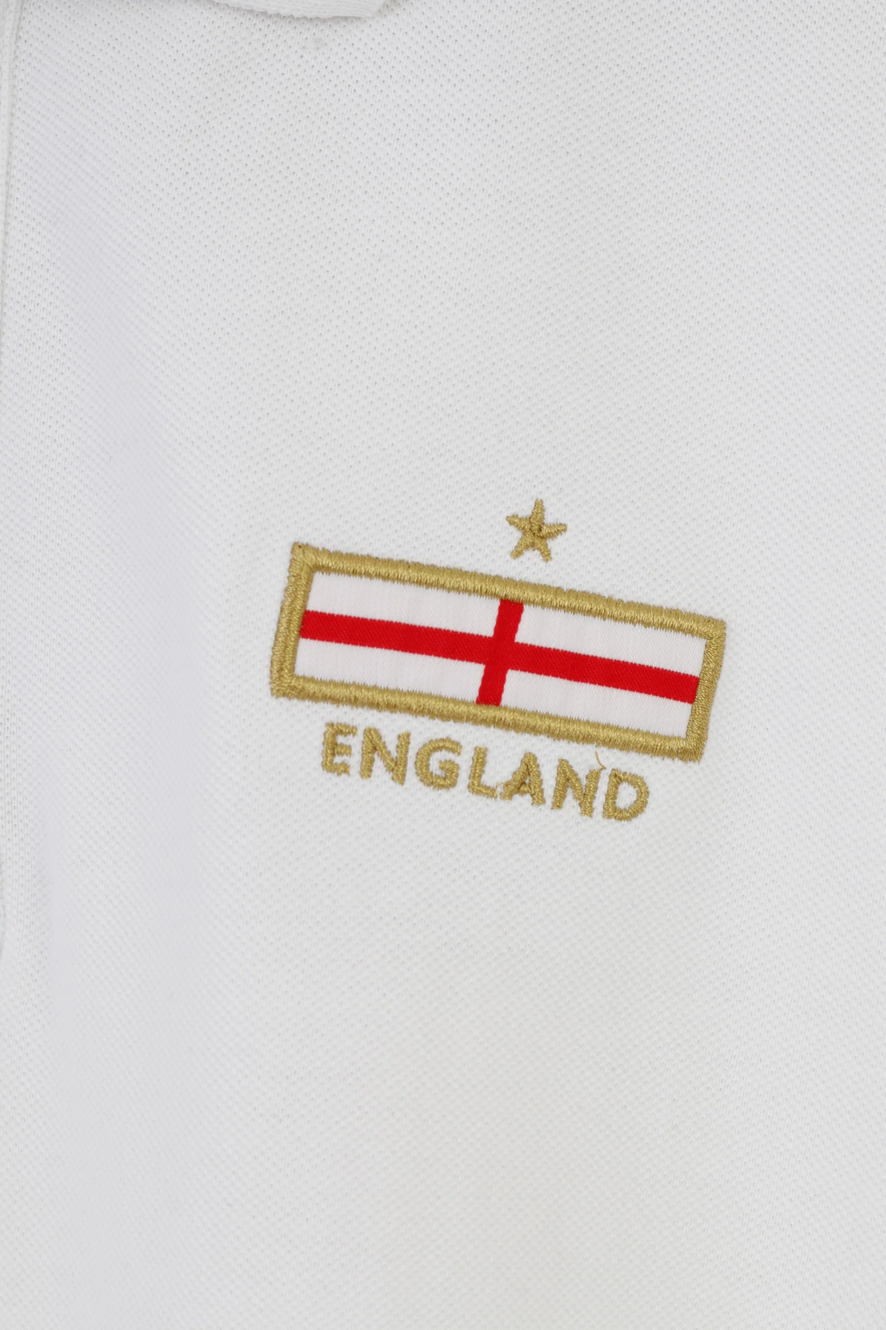 Umbro Men L Polo Shirt Collar White Cotton England Short Sleeve Top - Image 4