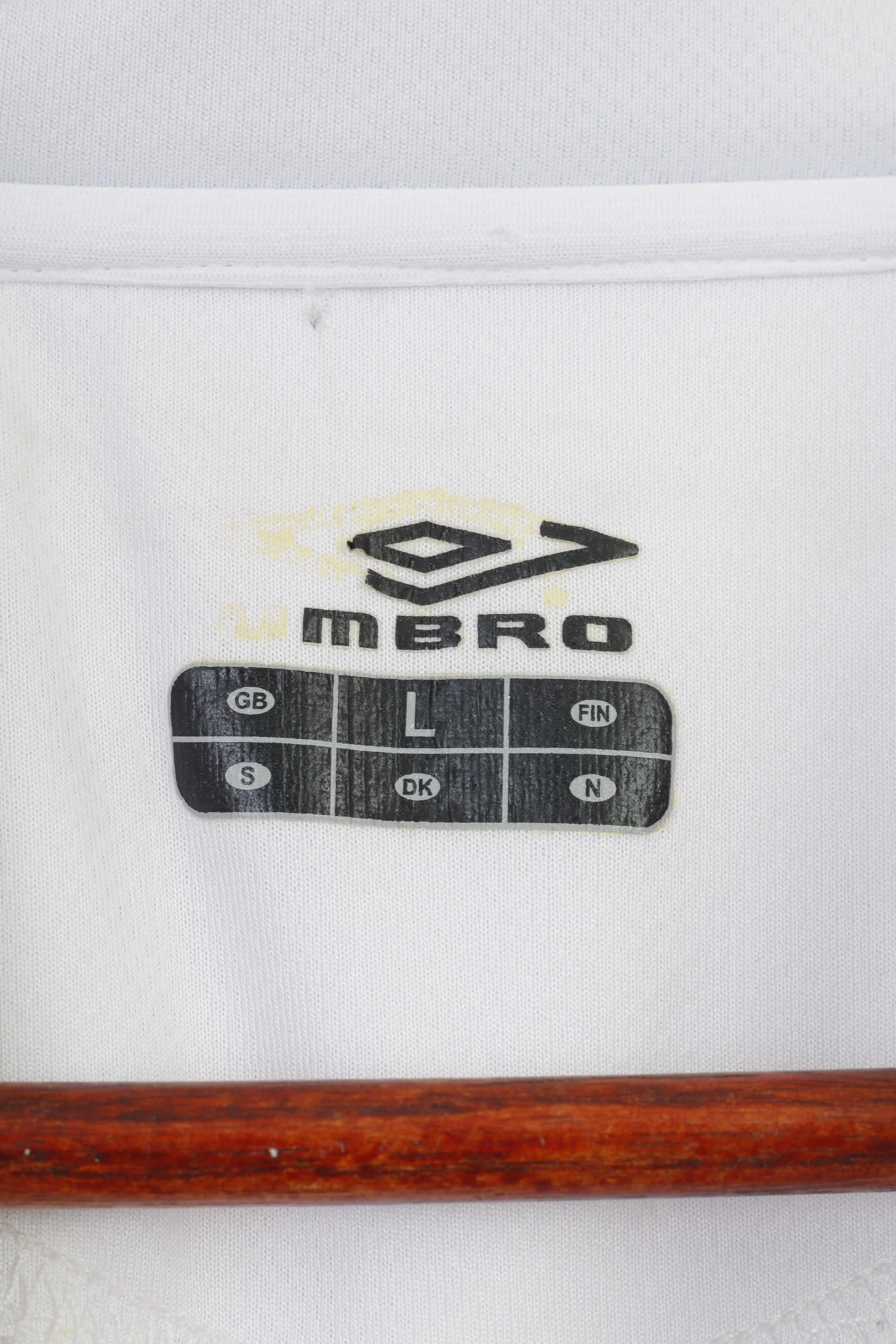 Umbro Men L Polo Shirt White Training V Neck Activewear Training Jersey Top - Image 5