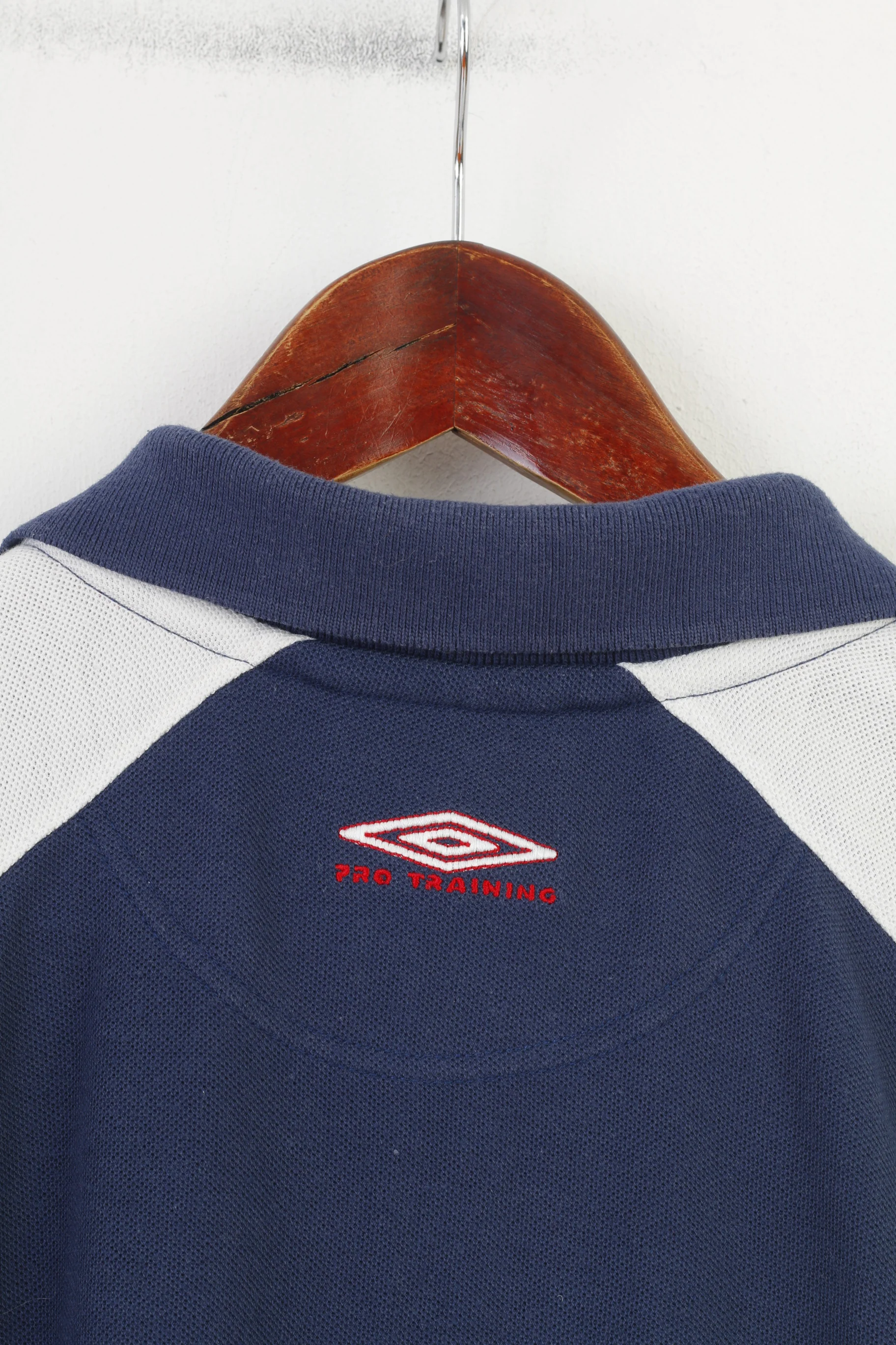 Umbro Men M 38 Polo Shirt Navy Cotton Sport Short Sleeve Vintage Top - Image 6