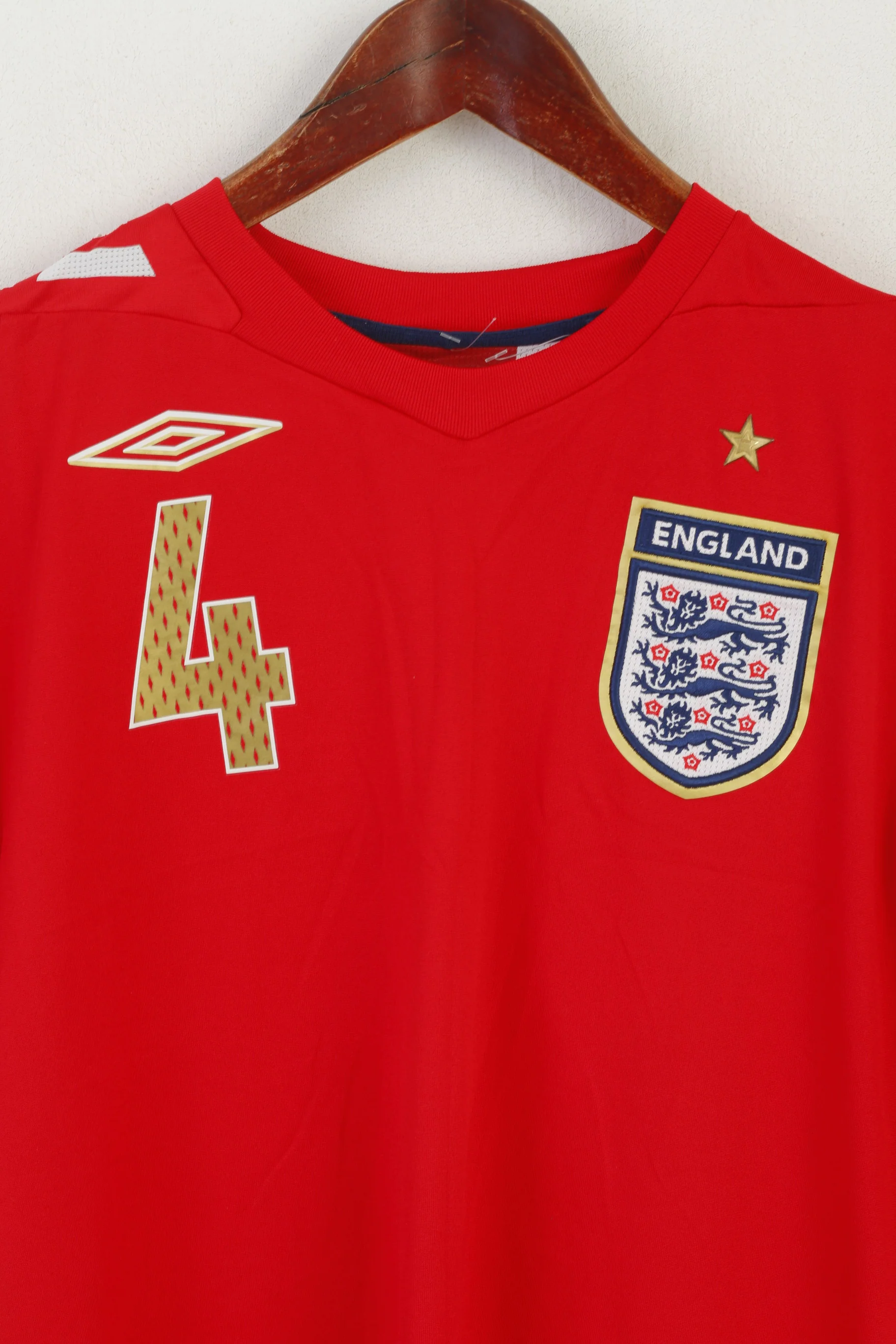 Umbro Men M Shirt Red England National Football Team JD #4 Kick Off 2006 Jersey Top - Image 3