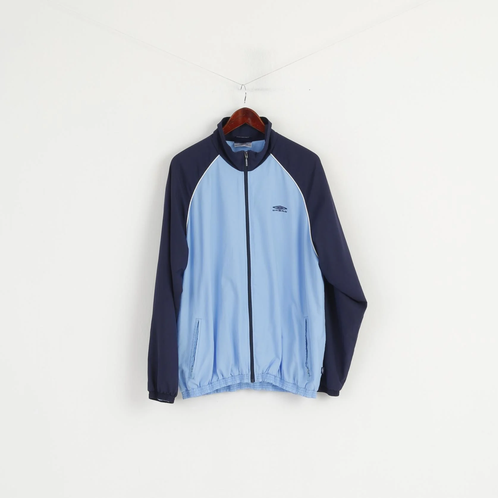Umbro Men XL Jacket Blue Sport Training Full Zipper Lightweight Bomber Top - Image 2
