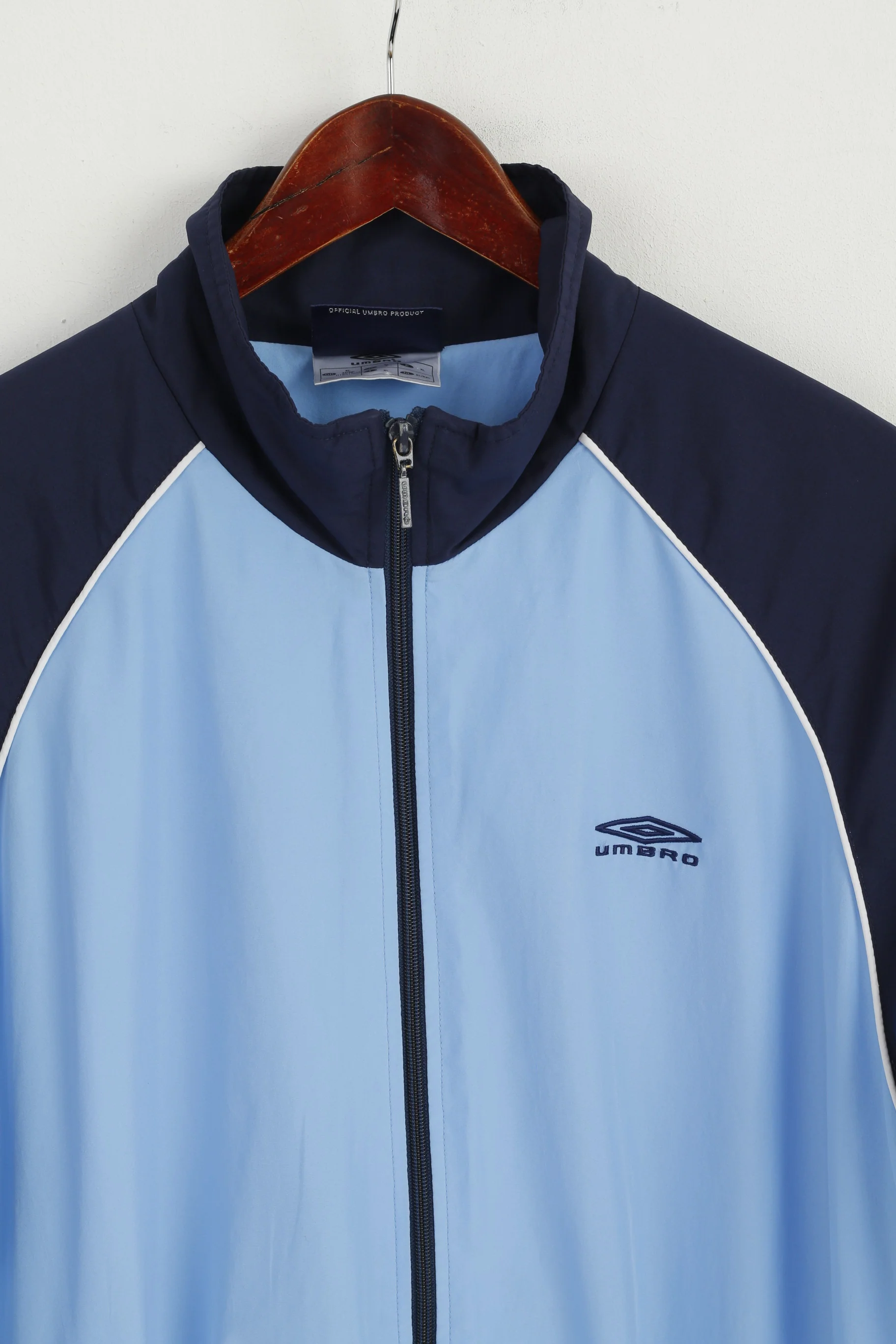Umbro Men XL Jacket Blue Sport Training Full Zipper Lightweight Bomber Top - Image 3