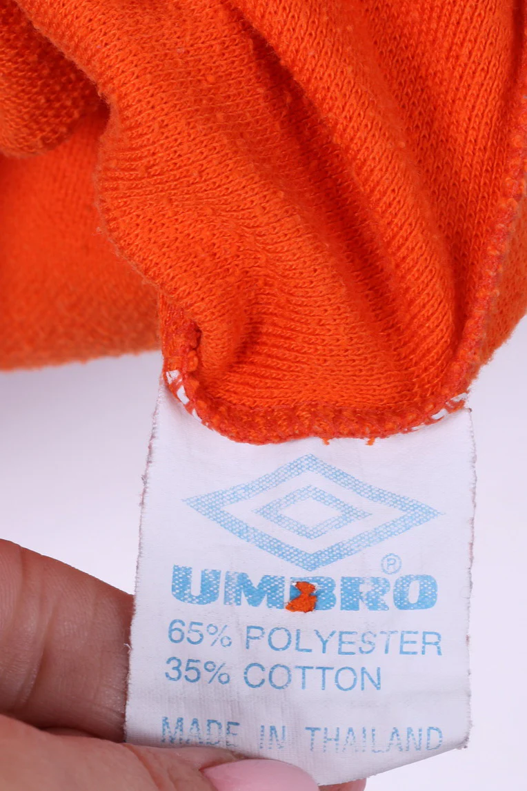 Umbro Mens M Polo Shirt Orange Detailed Buttons Cotton Blend Top - Image 5