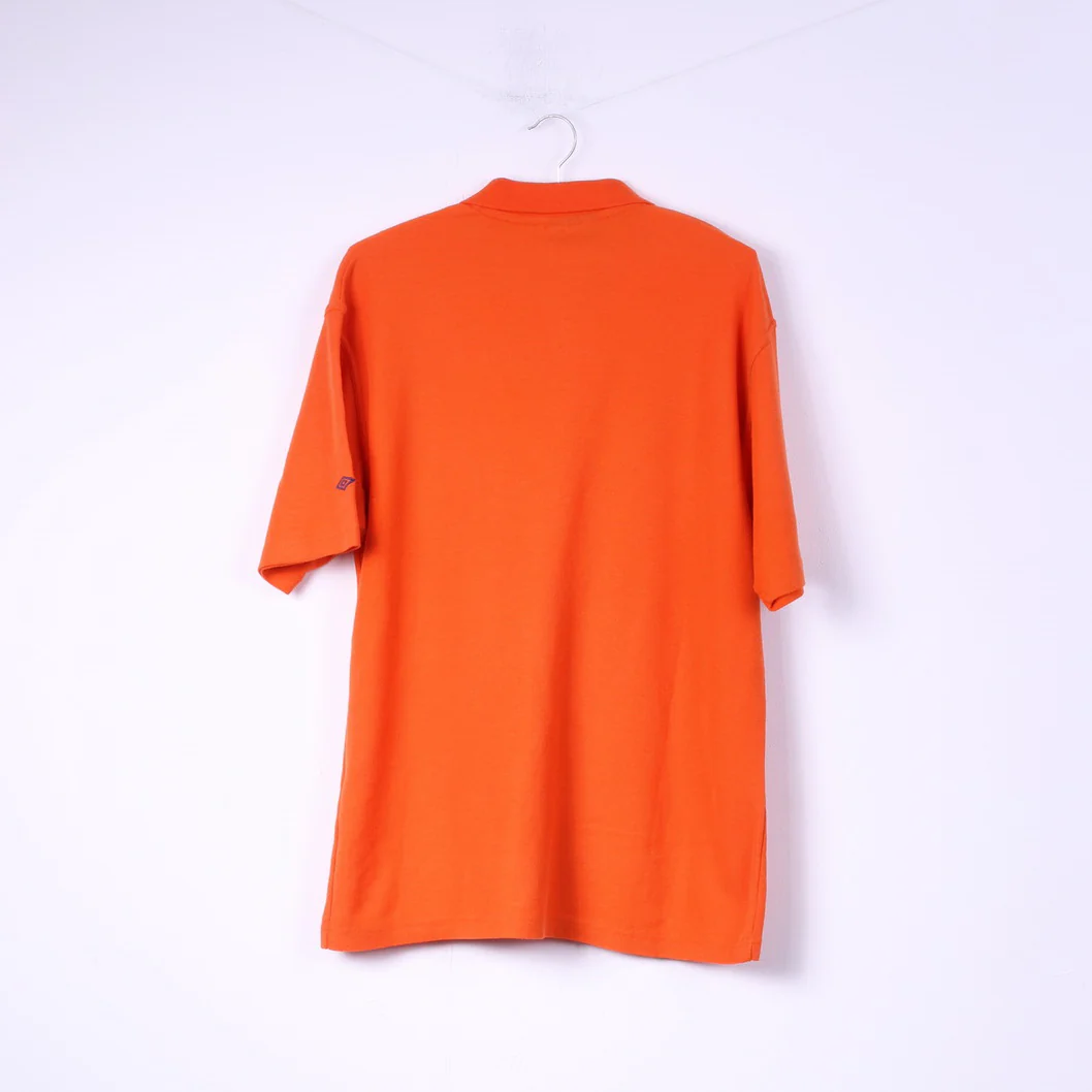 Umbro Mens M Polo Shirt Orange Detailed Buttons Cotton Blend Top - Image 6