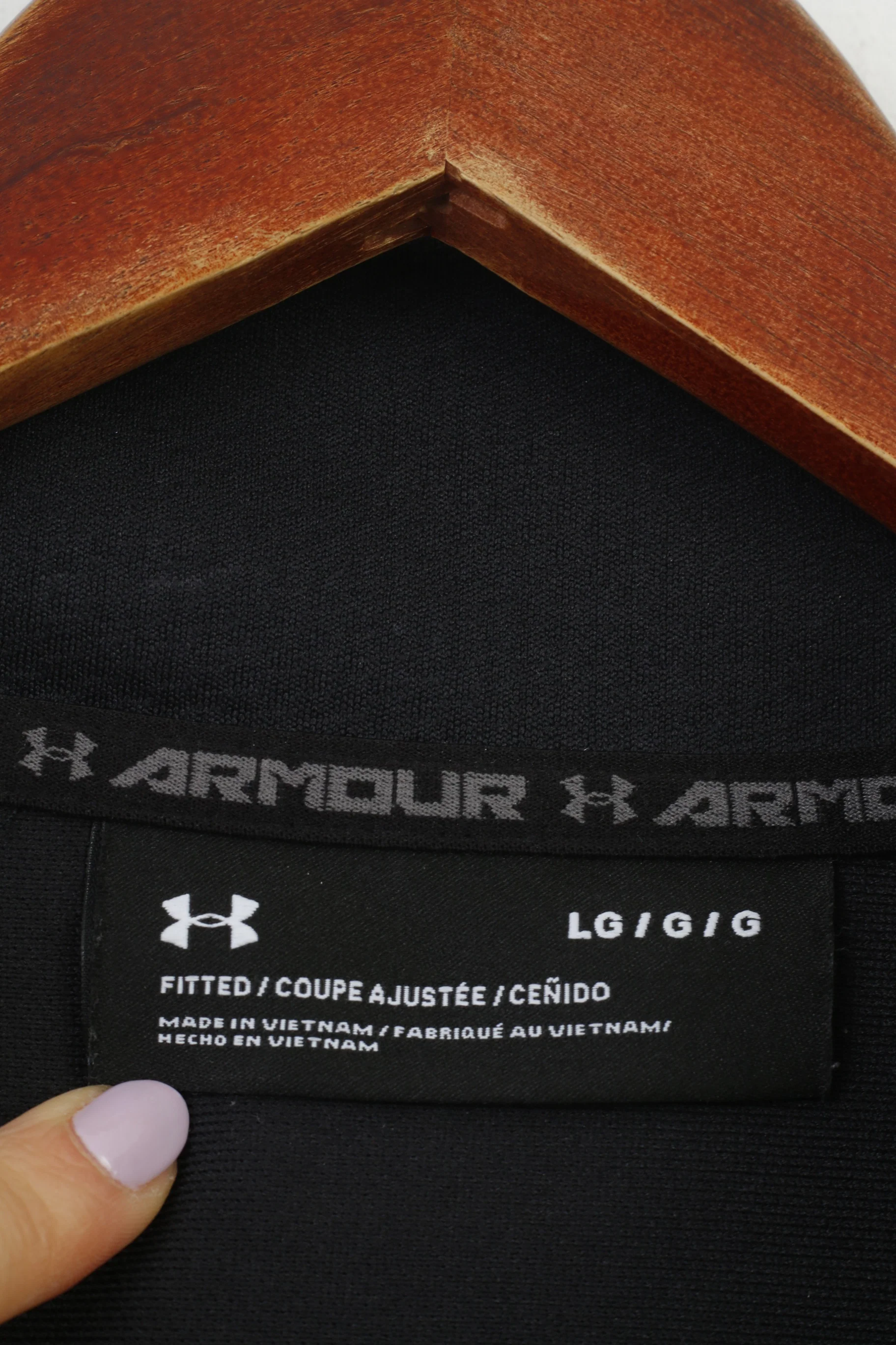 Under Armour Men L Sweatshirt Black Full Zipper Fitted Sport Collar Top - Image 5