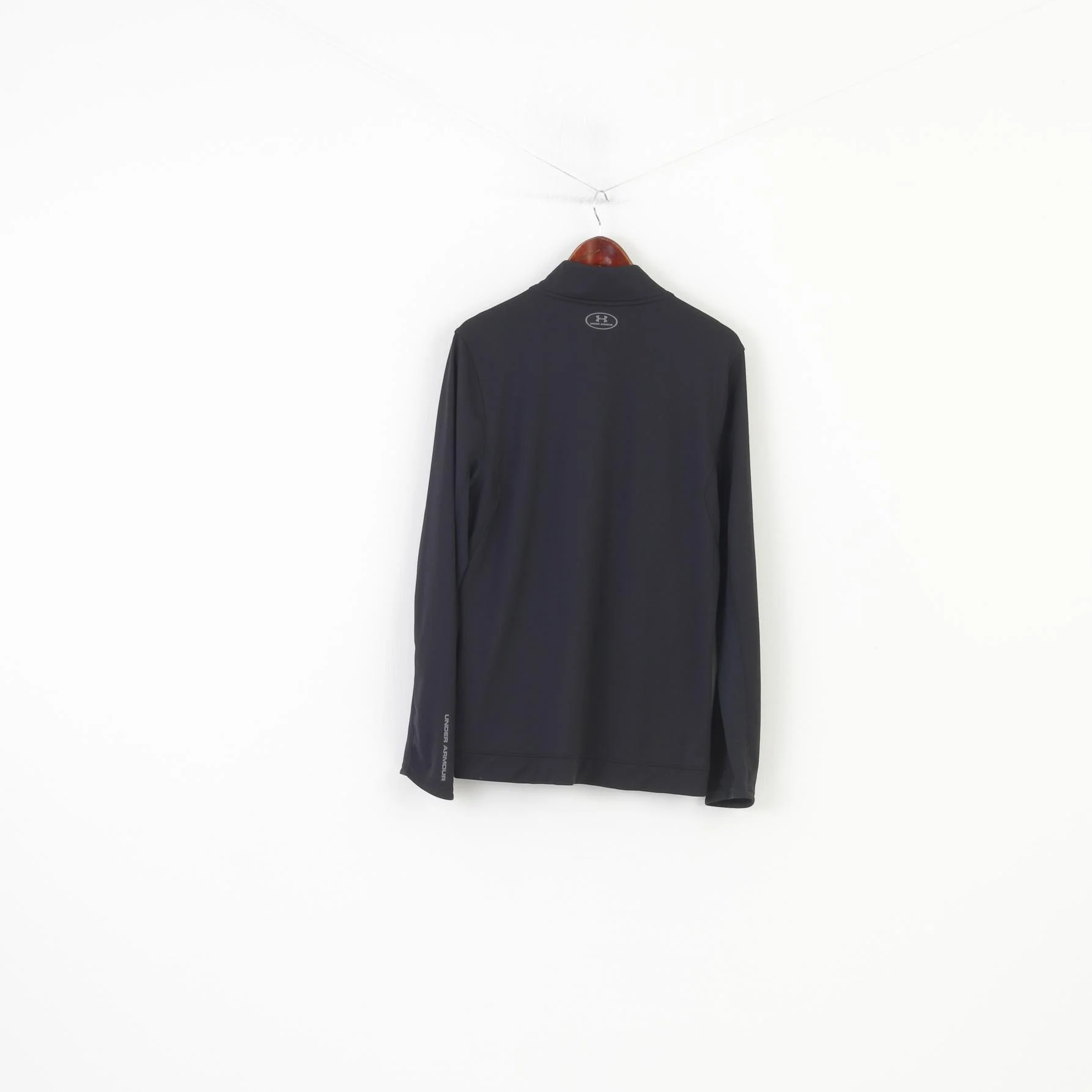 Under Armour Men L Sweatshirt Black Full Zipper Fitted Sport Collar Top - Image 8